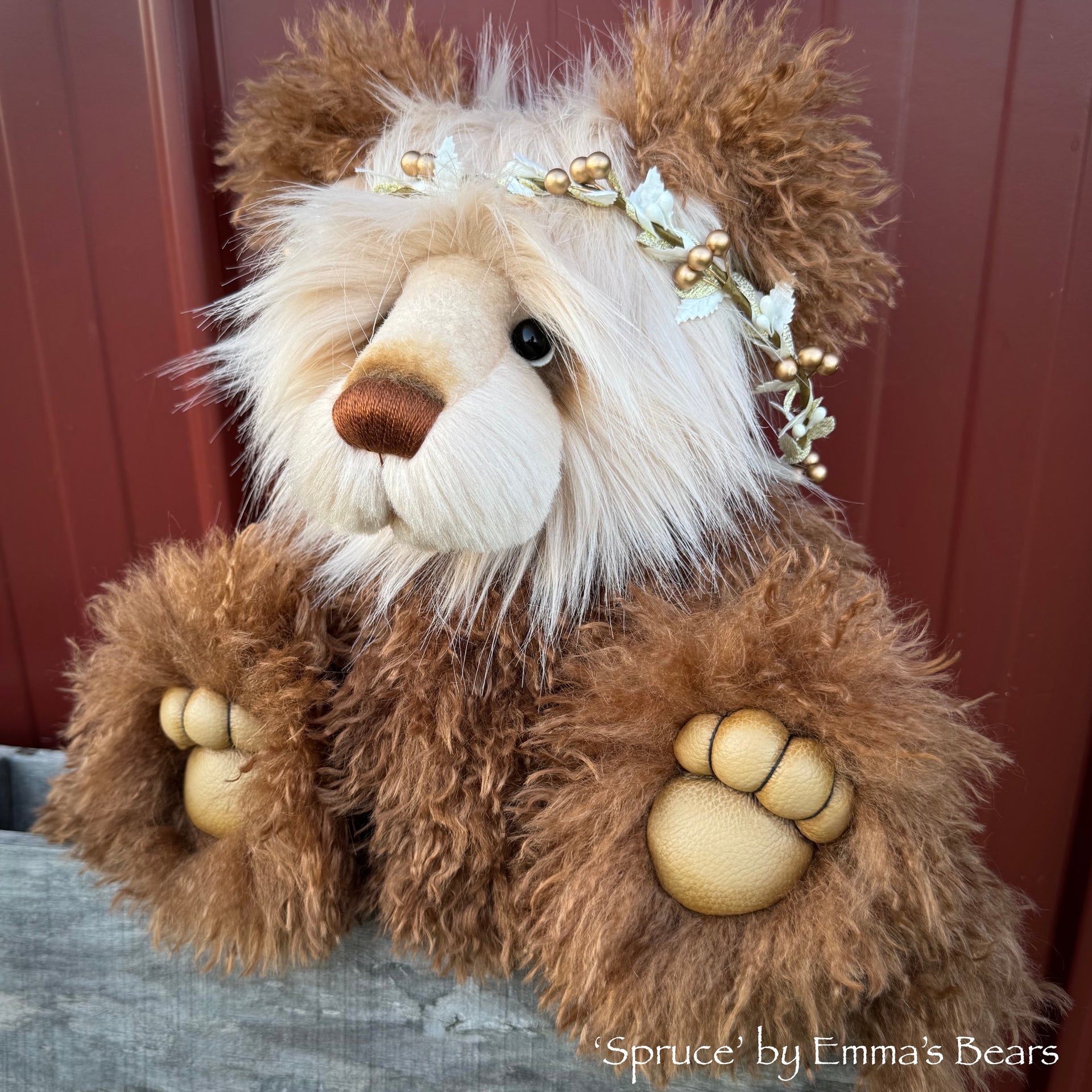 Spruce - 16" Faux Fur Christmas Artist Bear by Emmas Bears - OOAK