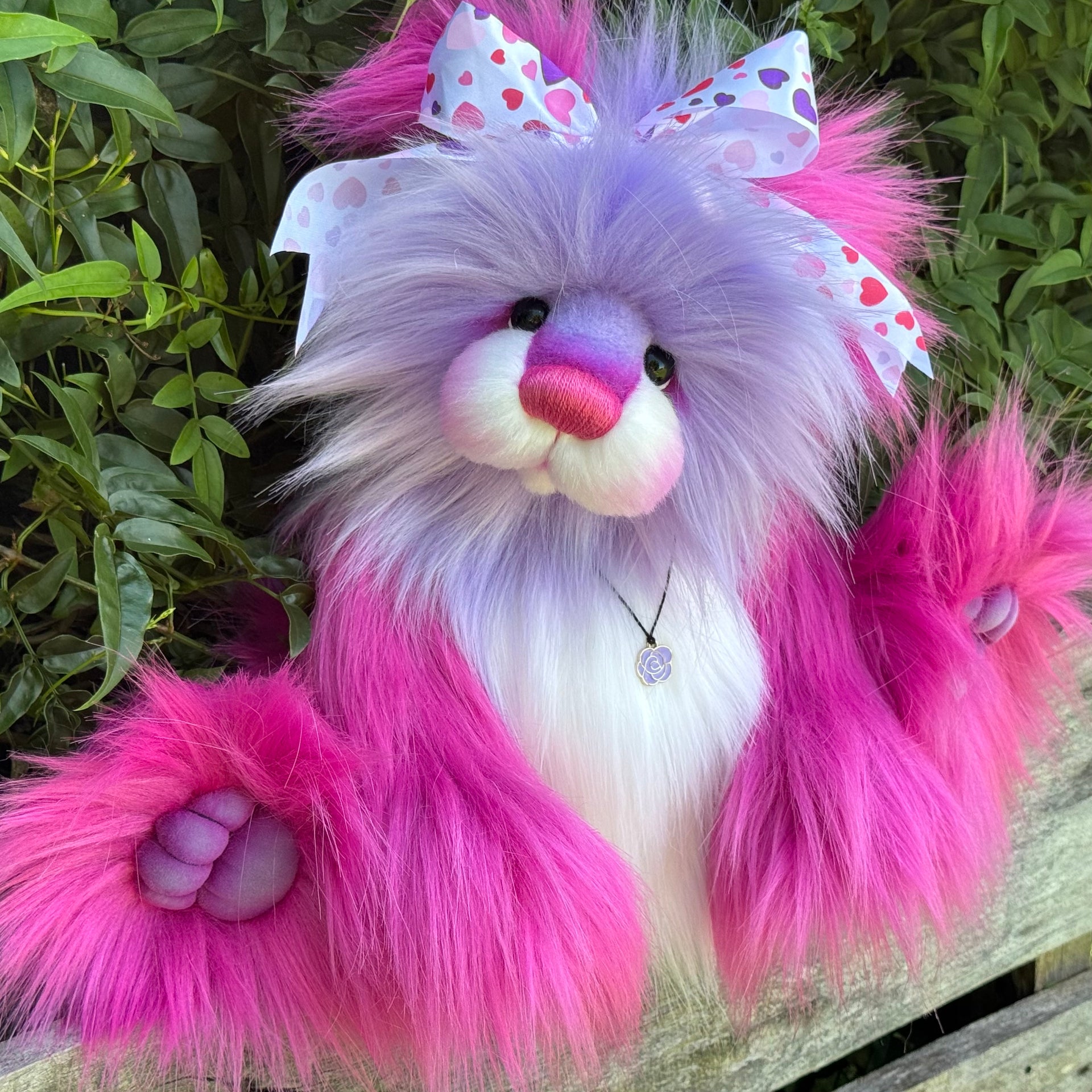 Flutter-Rose - 14.5" faux fur Artist Bear by Emma's Bears - OOAK