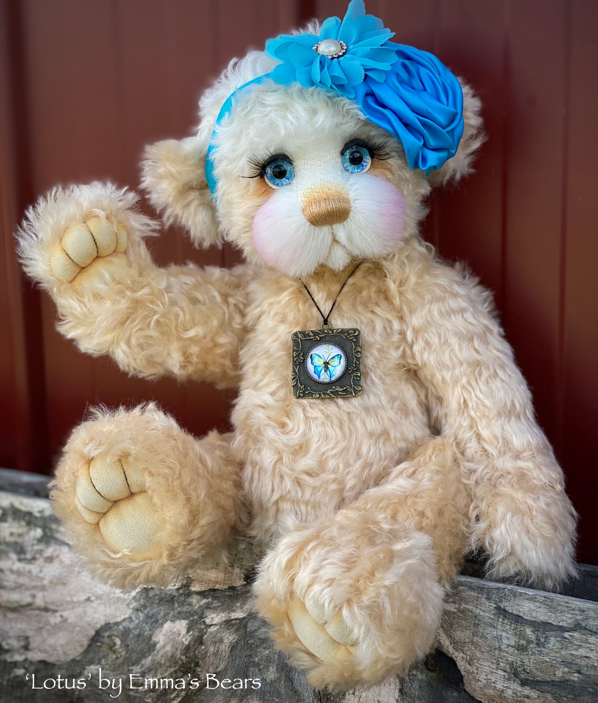 Lotus - 15" Curly Kid Mohair and Alpaca artist bear by Emma's Bears - OOAK