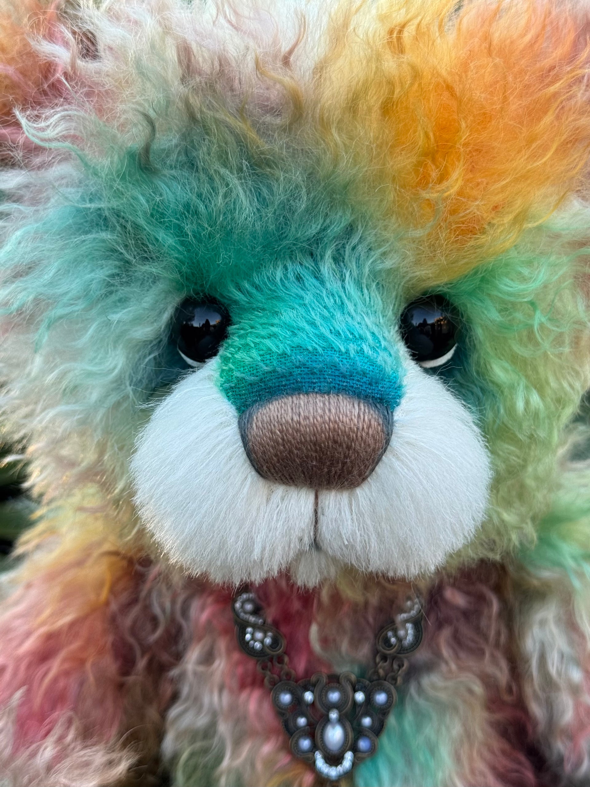 Woodcliffe - 16" hand dyed curlylocks mohair bear by Emmas Bears - OOAK