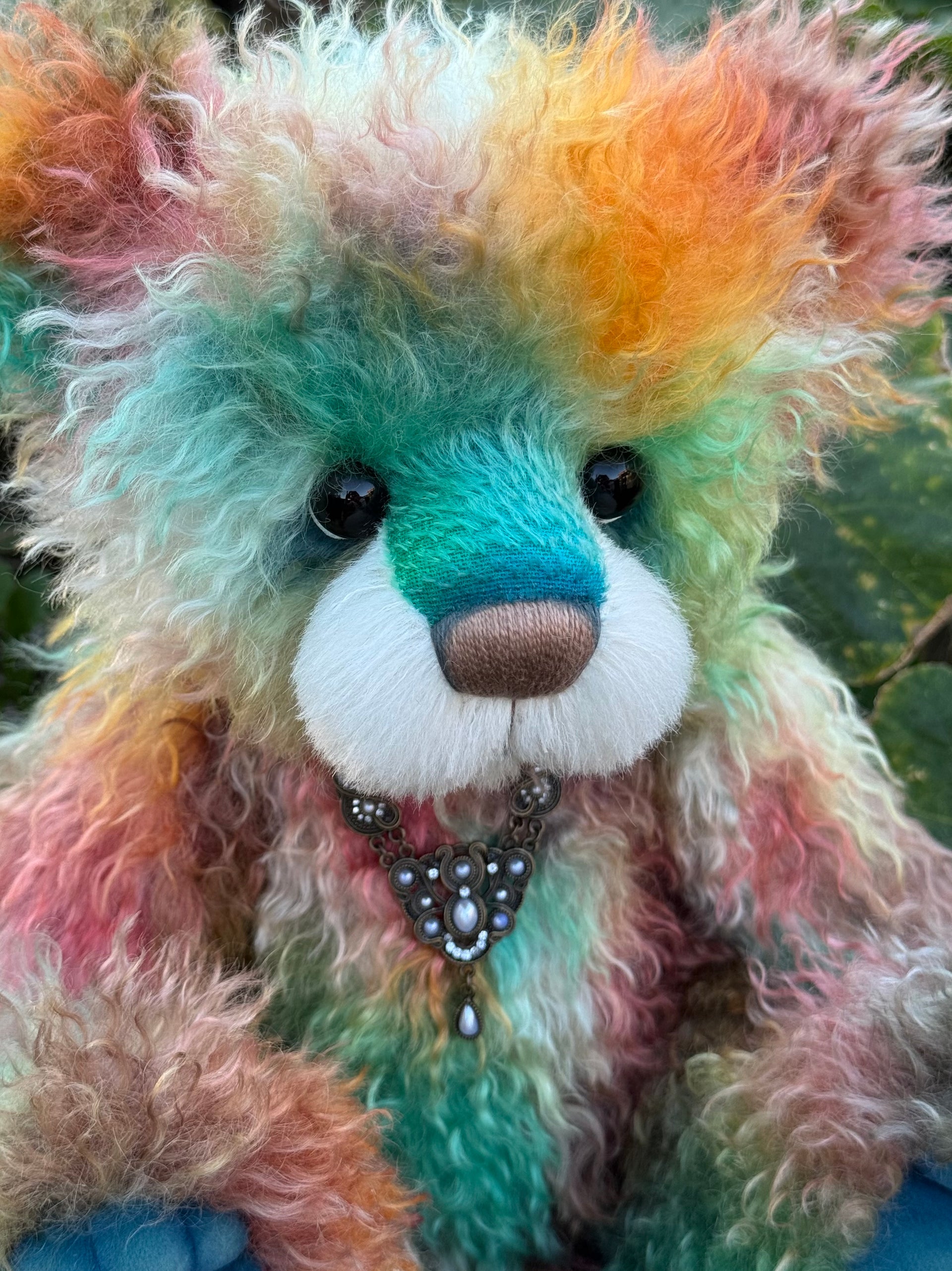 Woodcliffe - 16" hand dyed curlylocks mohair bear by Emmas Bears - OOAK