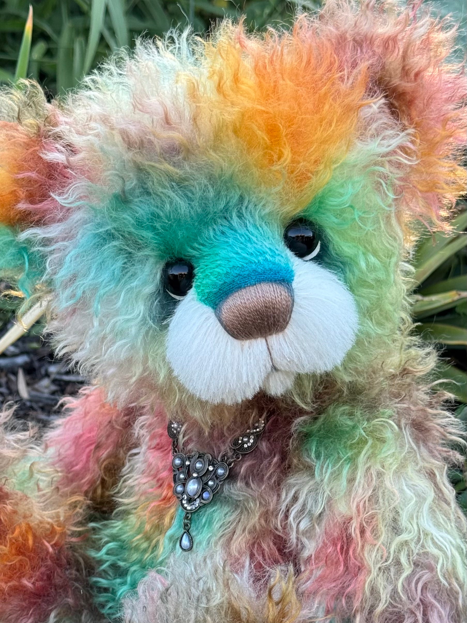 Woodcliffe - 16" hand dyed curlylocks mohair bear by Emmas Bears - OOAK