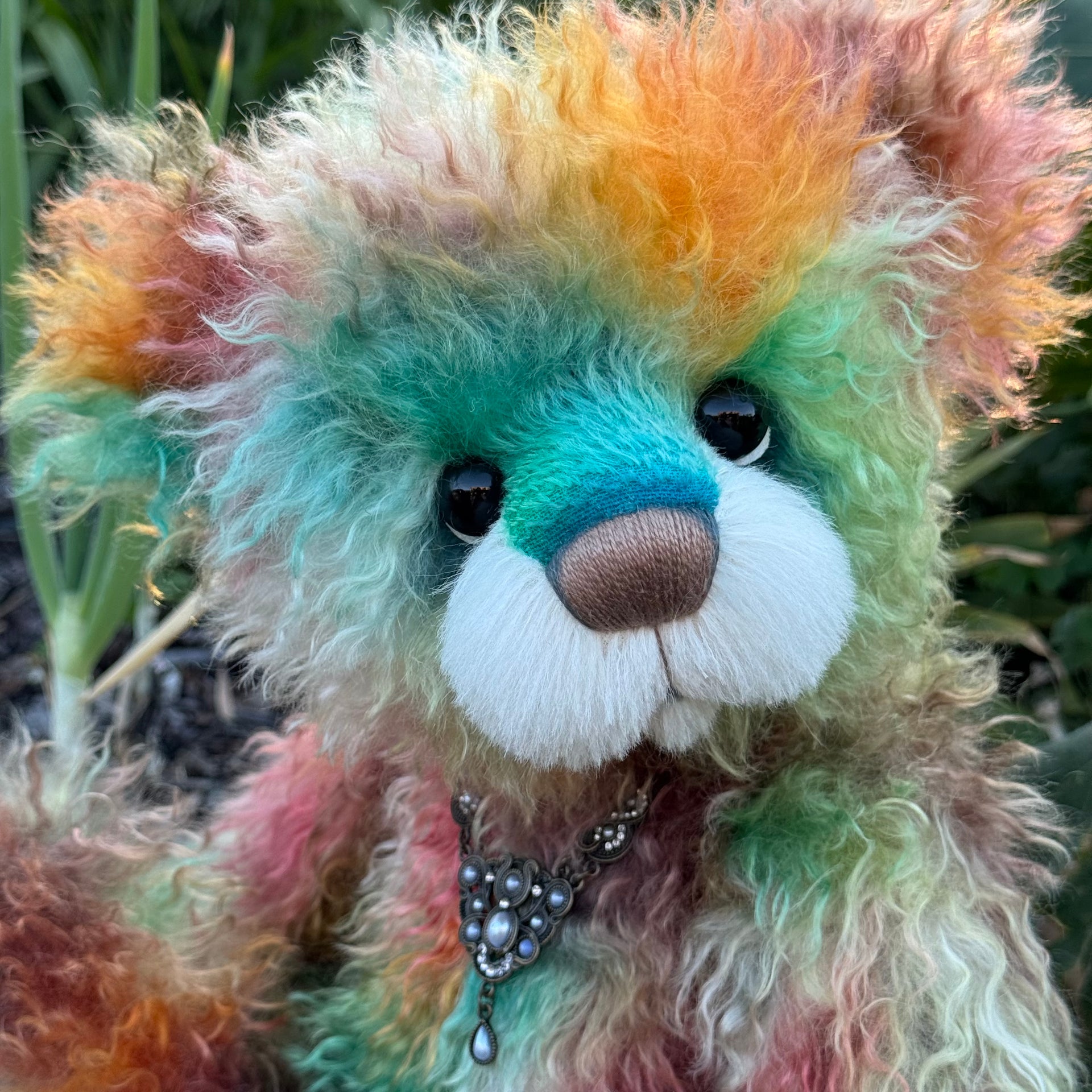 Woodcliffe - 16" hand dyed curlylocks mohair bear by Emmas Bears - OOAK