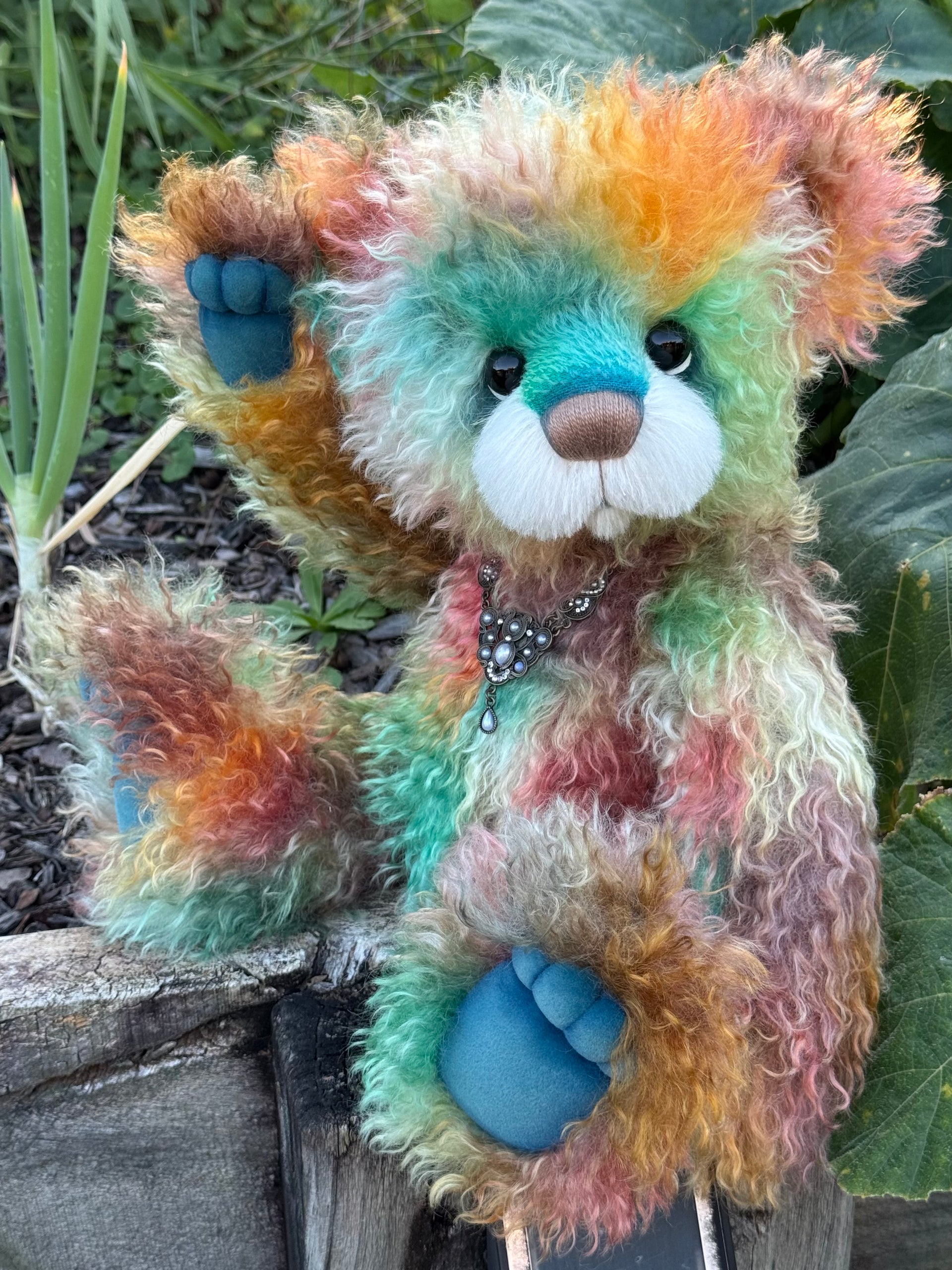 Woodcliffe - 16" hand dyed curlylocks mohair bear by Emmas Bears - OOAK