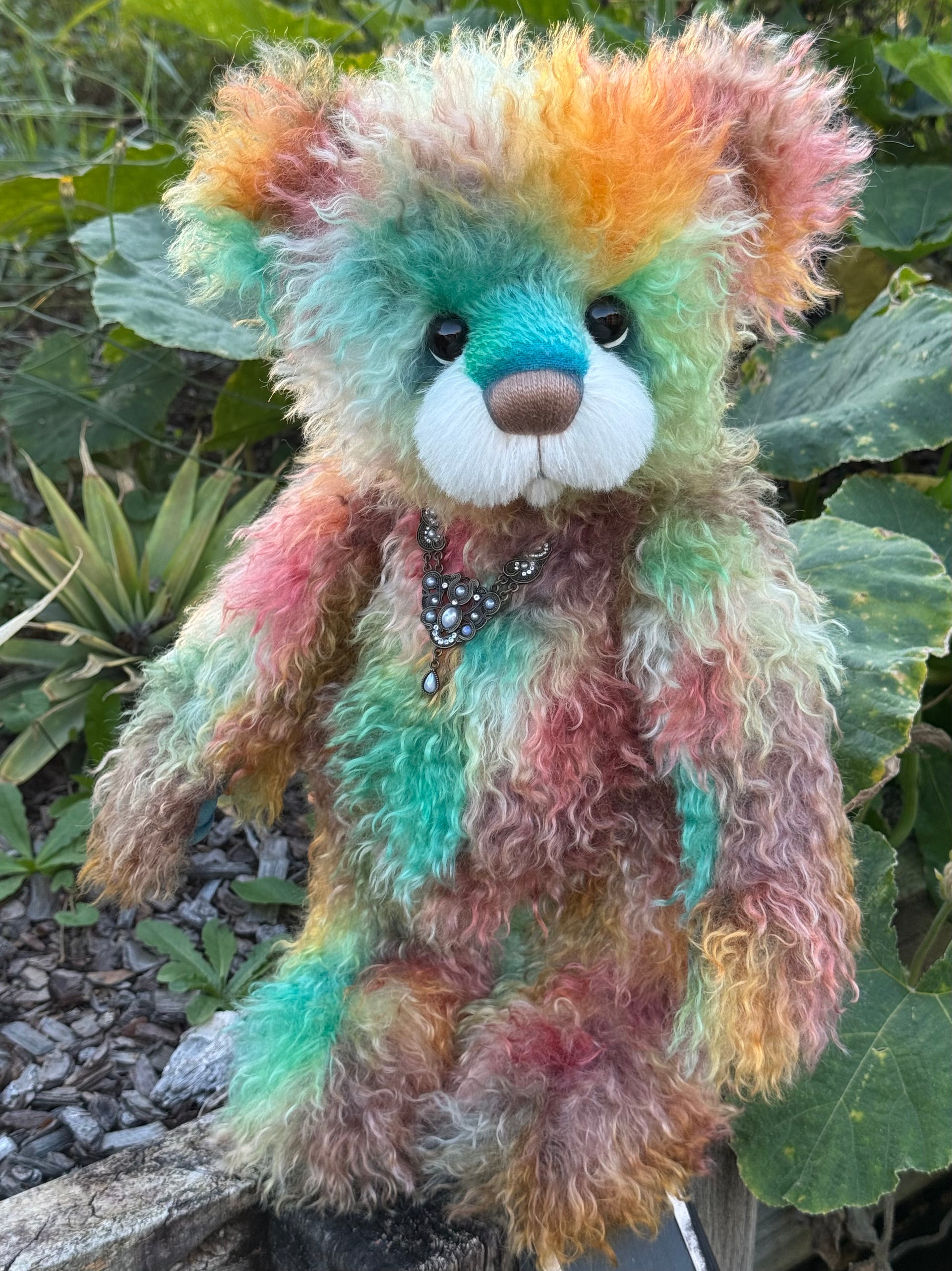 Woodcliffe - 16" hand dyed curlylocks mohair bear by Emmas Bears - OOAK