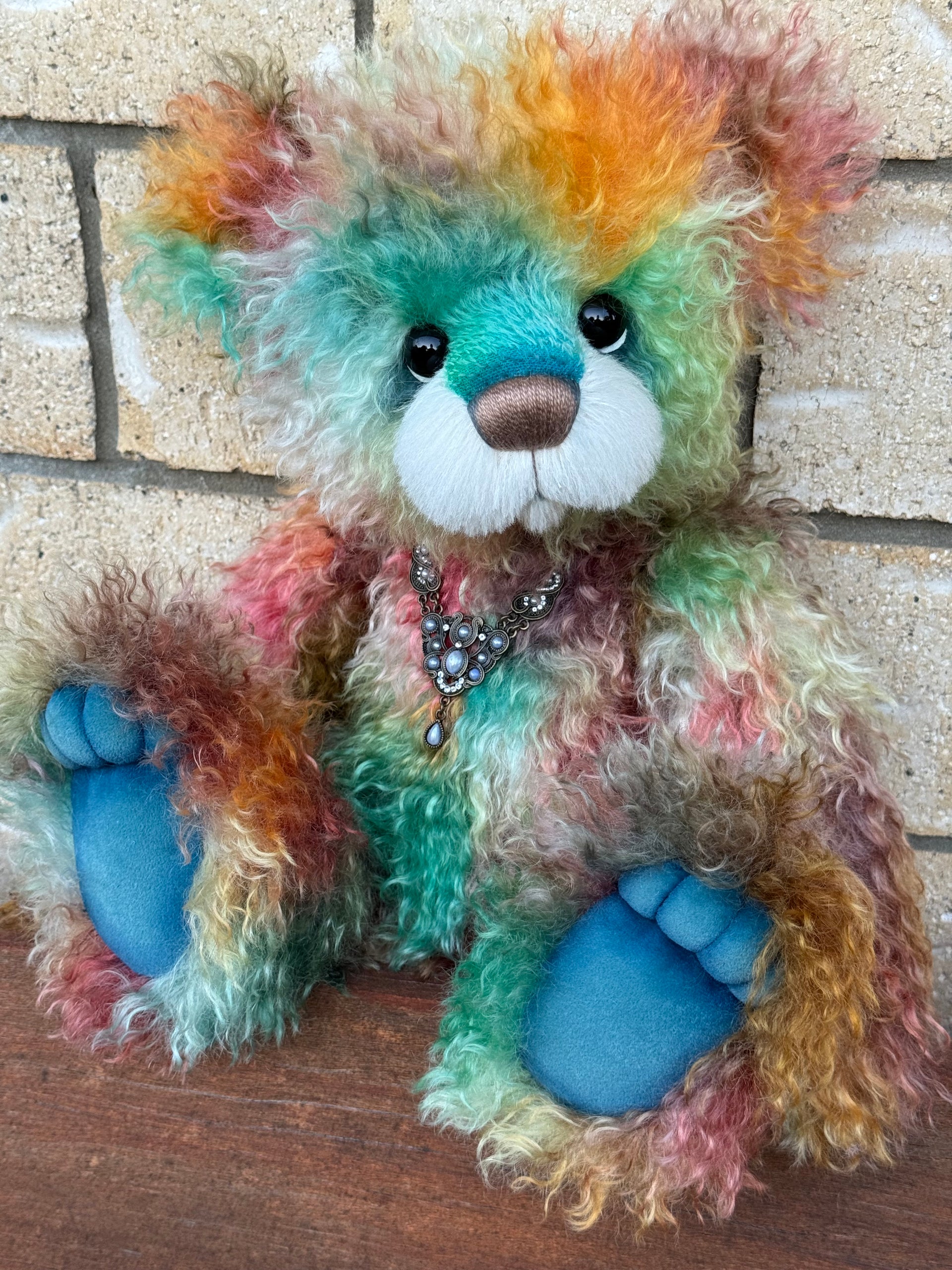 Woodcliffe - 16" hand dyed curlylocks mohair bear by Emmas Bears - OOAK