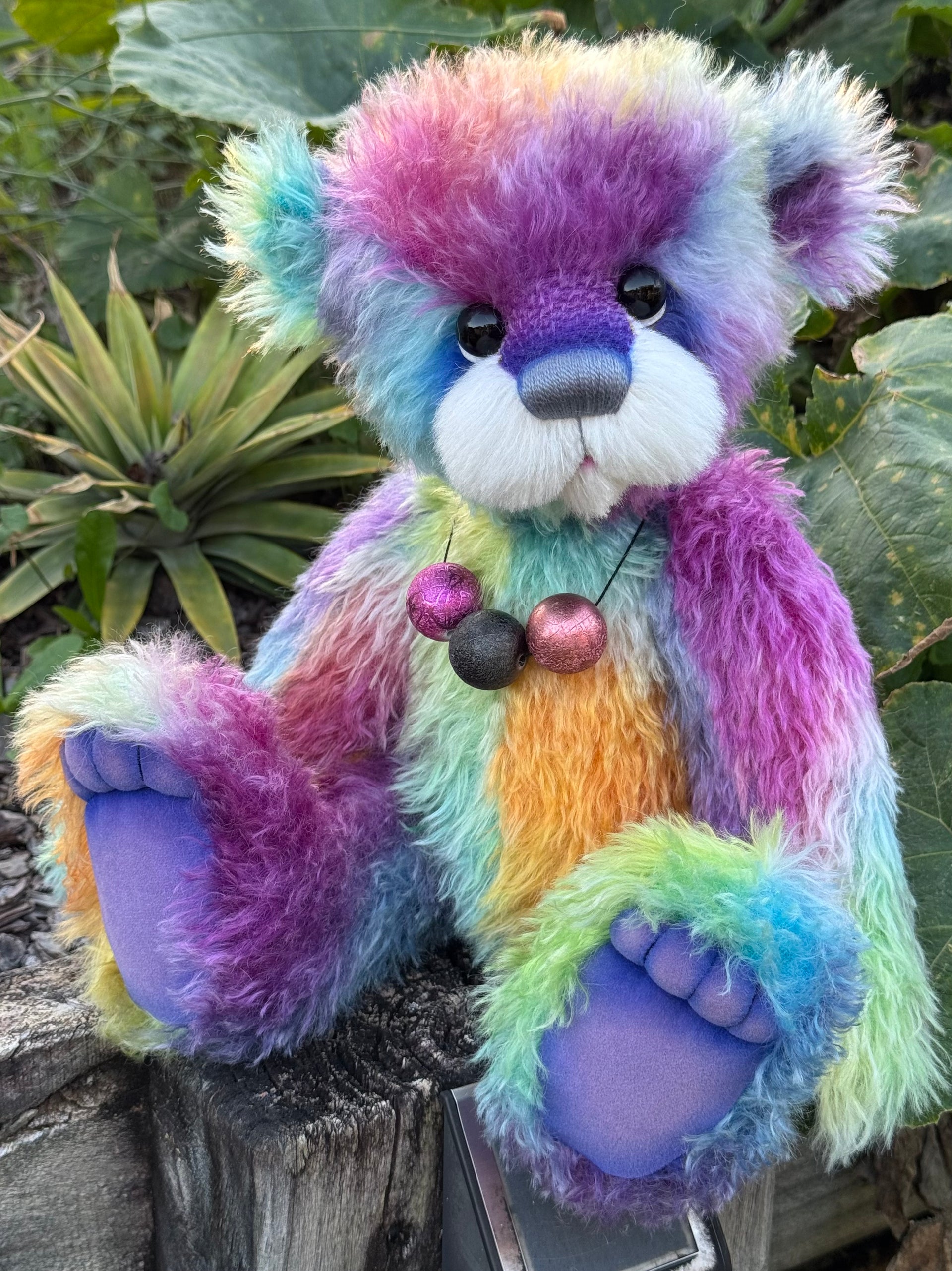 Pepperfleck - 16" hand dyed mohair bear by Emmas Bears - OOAK