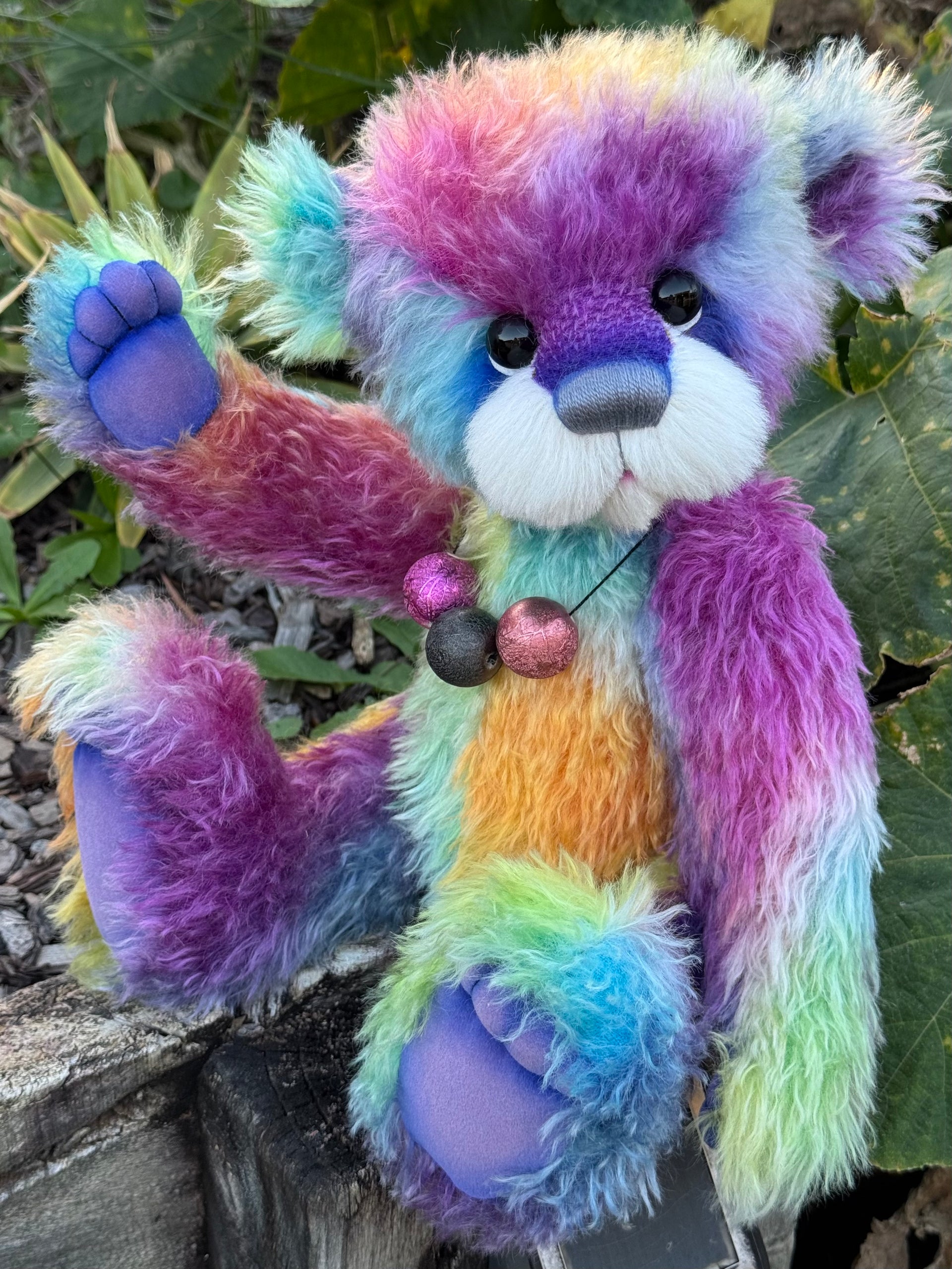 Pepperfleck - 16" hand dyed mohair bear by Emmas Bears - OOAK