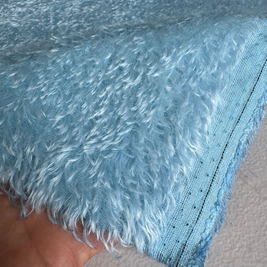 11mm Tufted Semi-Sparse Mohair - Hand Dyed Baby Blue - Fat 1/8m - DEC069