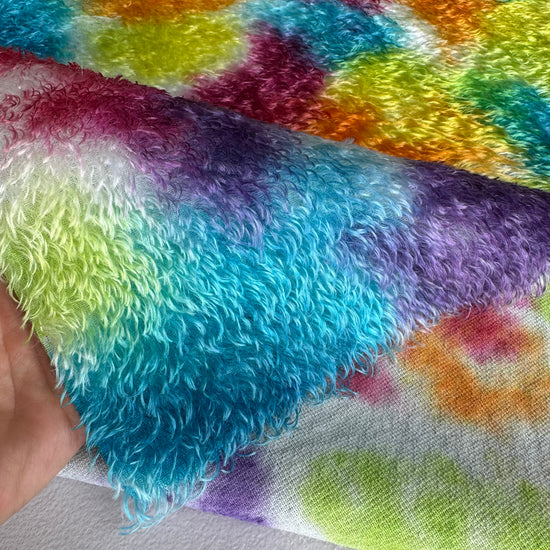 11mm Tufted Semi-Sparse Mohair - Hand Dyed Rainbow Clouds - Fat 1/4m - DEC080