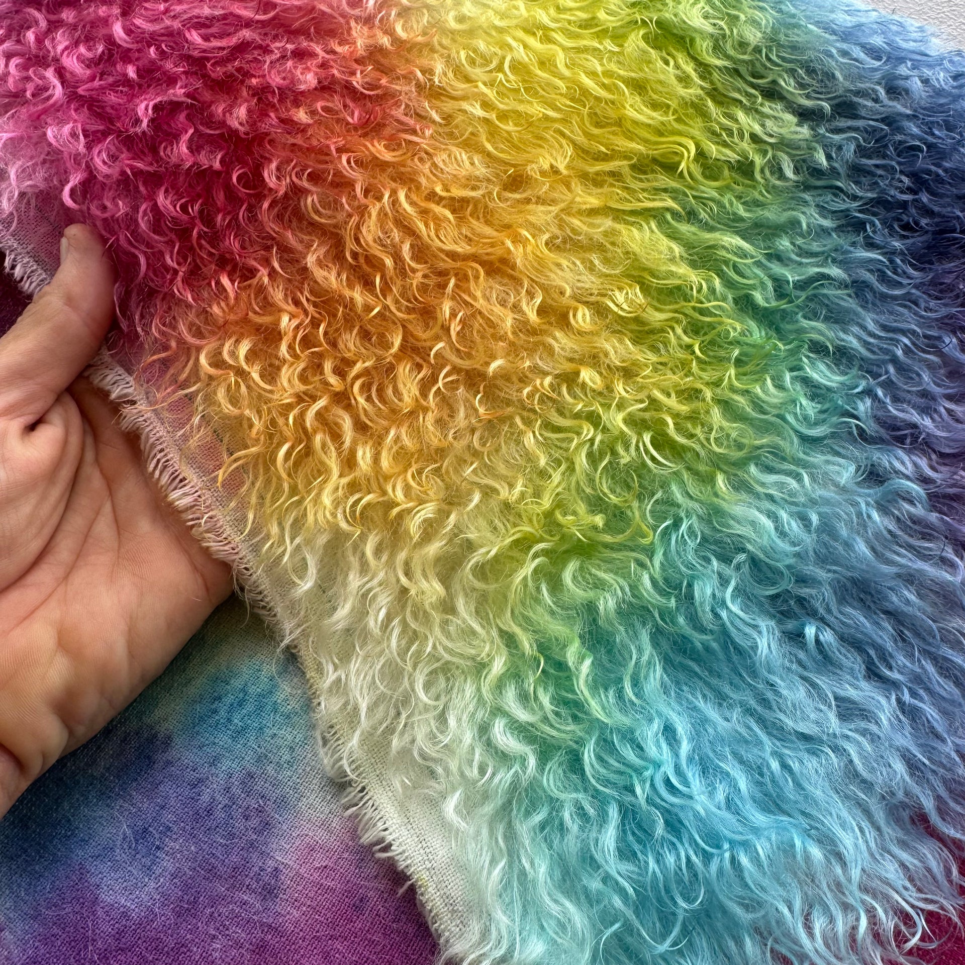 Curlylocks Mohair - Hand Dyed Princess Rainbow - Fat 1/4m - DEC155