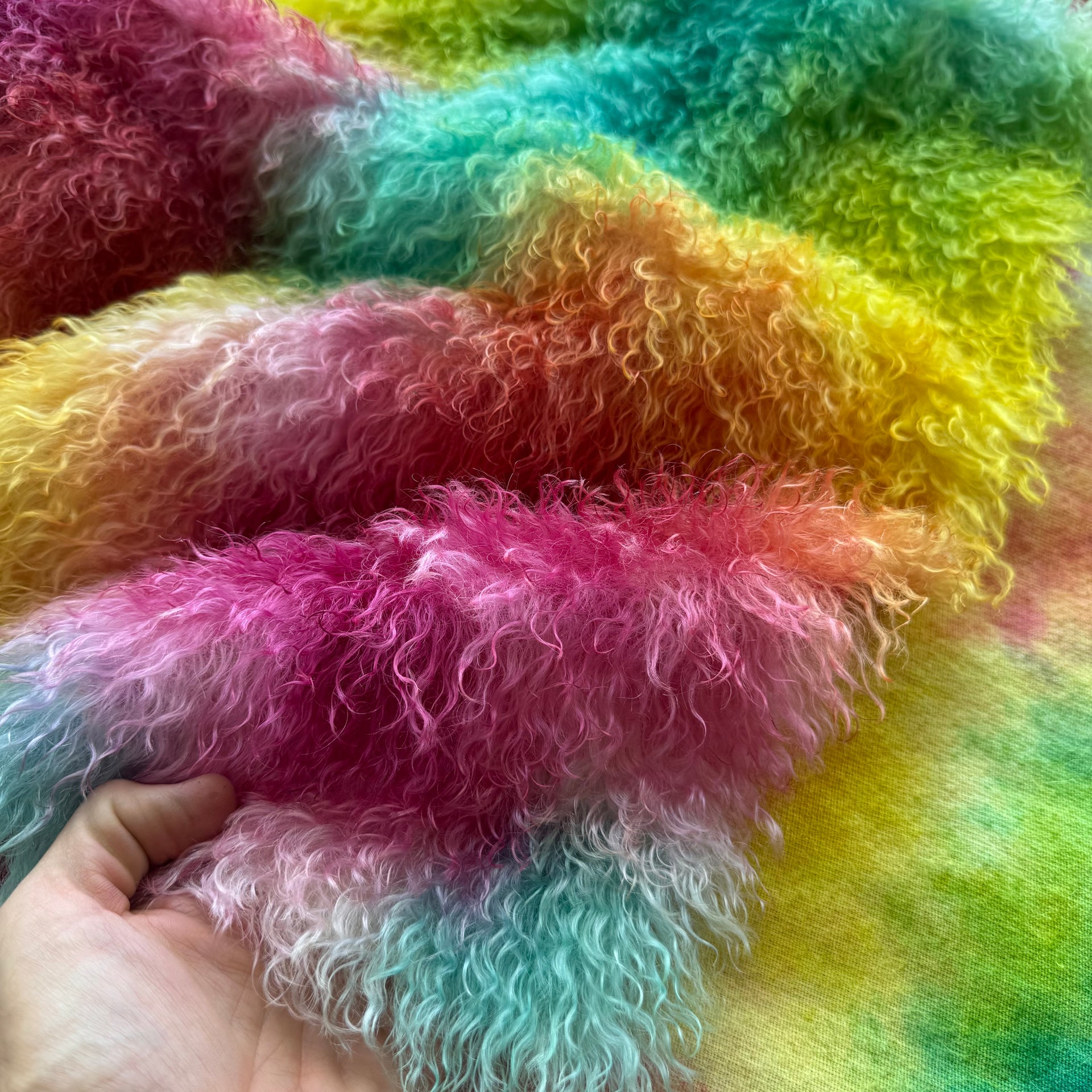 Curlylocks Mohair - Hand Dyed Ruby Rainbow - Fat 1/2m - DEC161