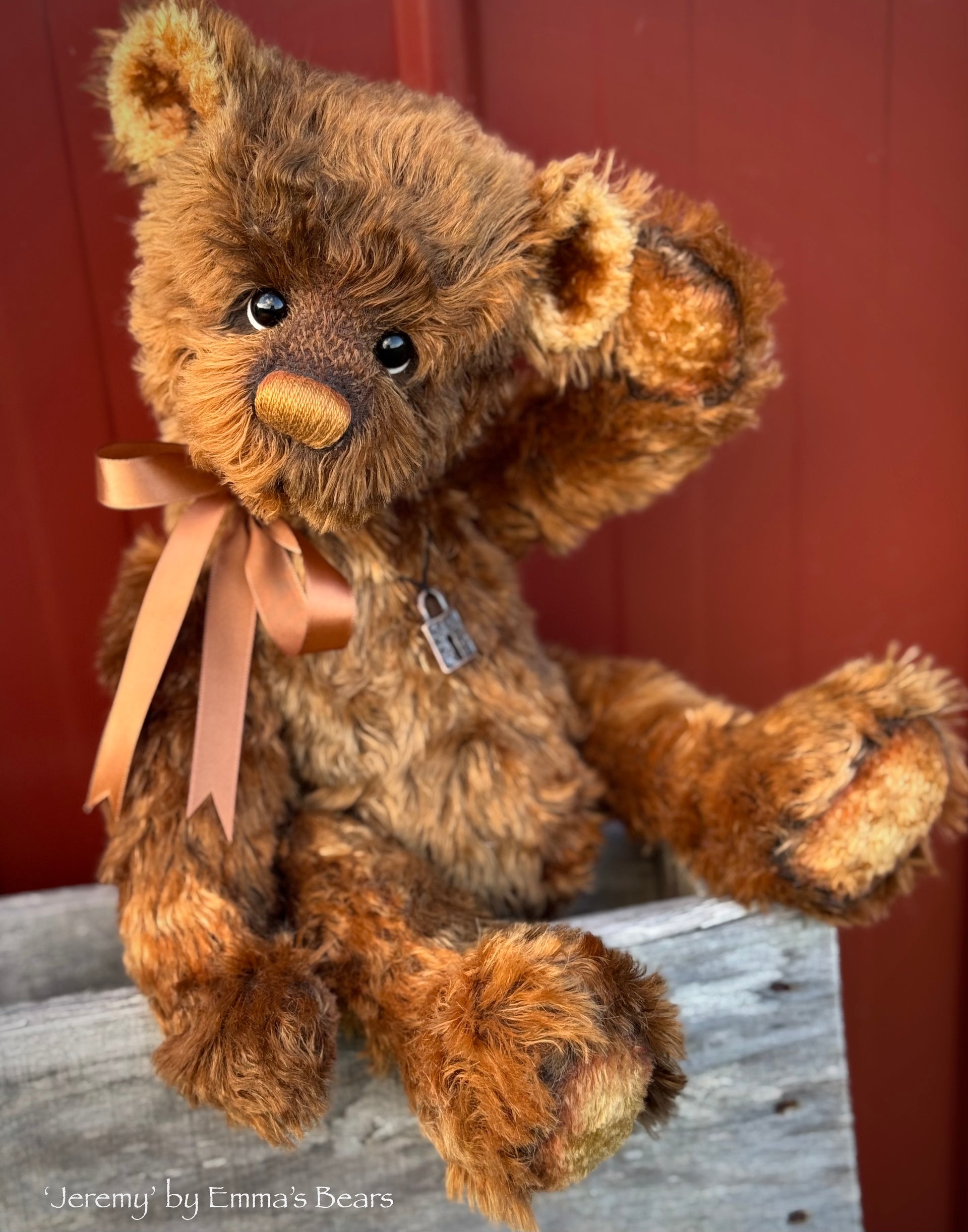 Jeremy - 16" batik dyed mohair bear by Emmas Bears - OOAK