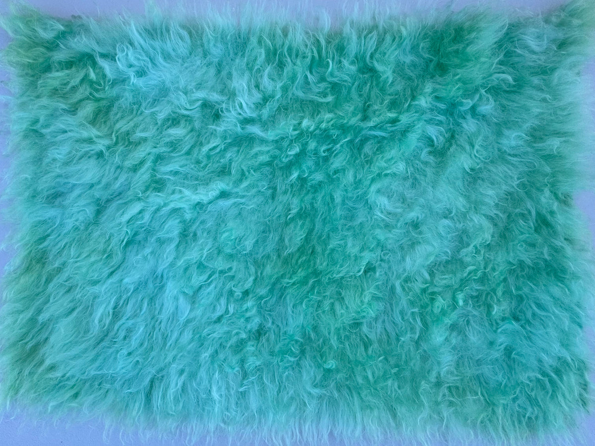 Super Long Pile 70mm Mohair - Hand Dyed Aqua Lime Batik - Fat 1/4m - SEP012