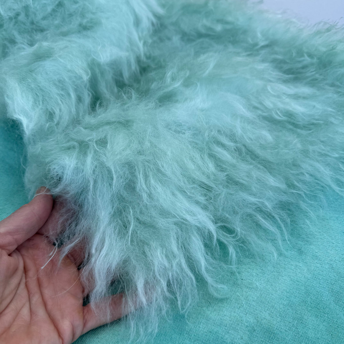 Super Long Pile 70mm Mohair - Hand Dyed Iced Mint - Fat 1/4m - SEP013
