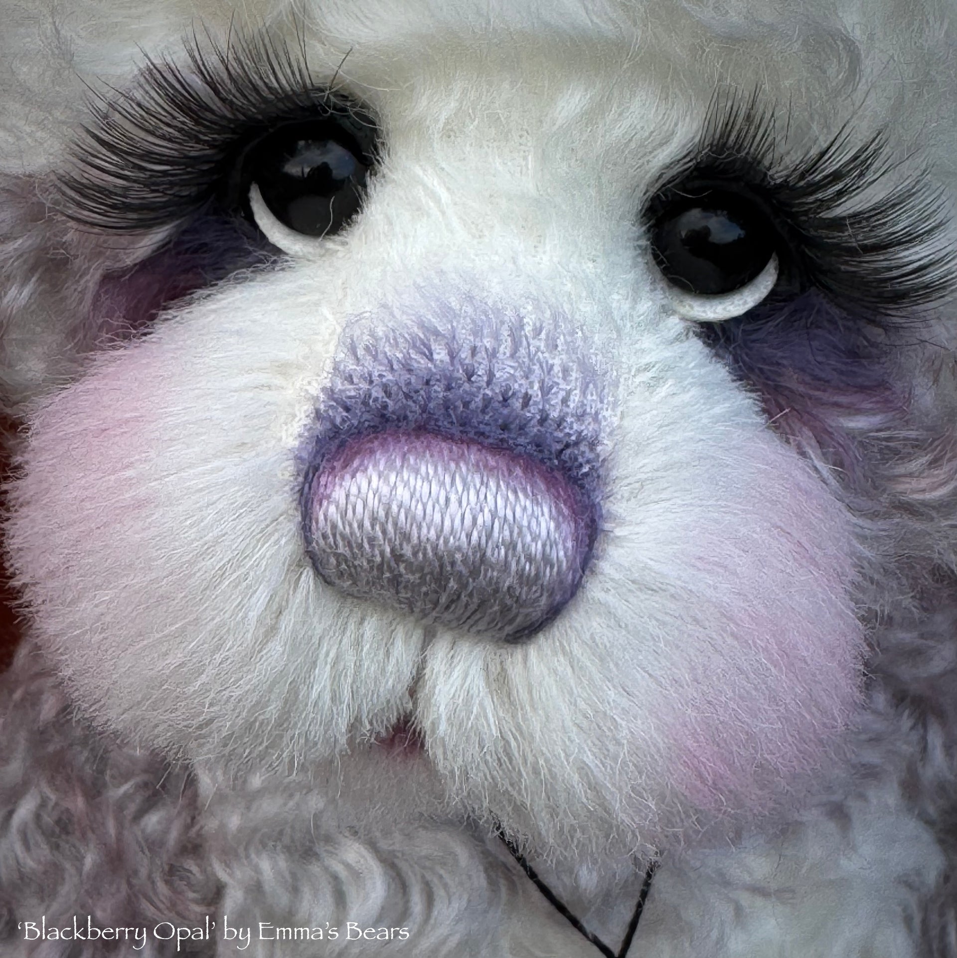 Blackberry Opal - 15" Hand-dyed super curls mohair Artist Bear by Emma's Bears - OOAK