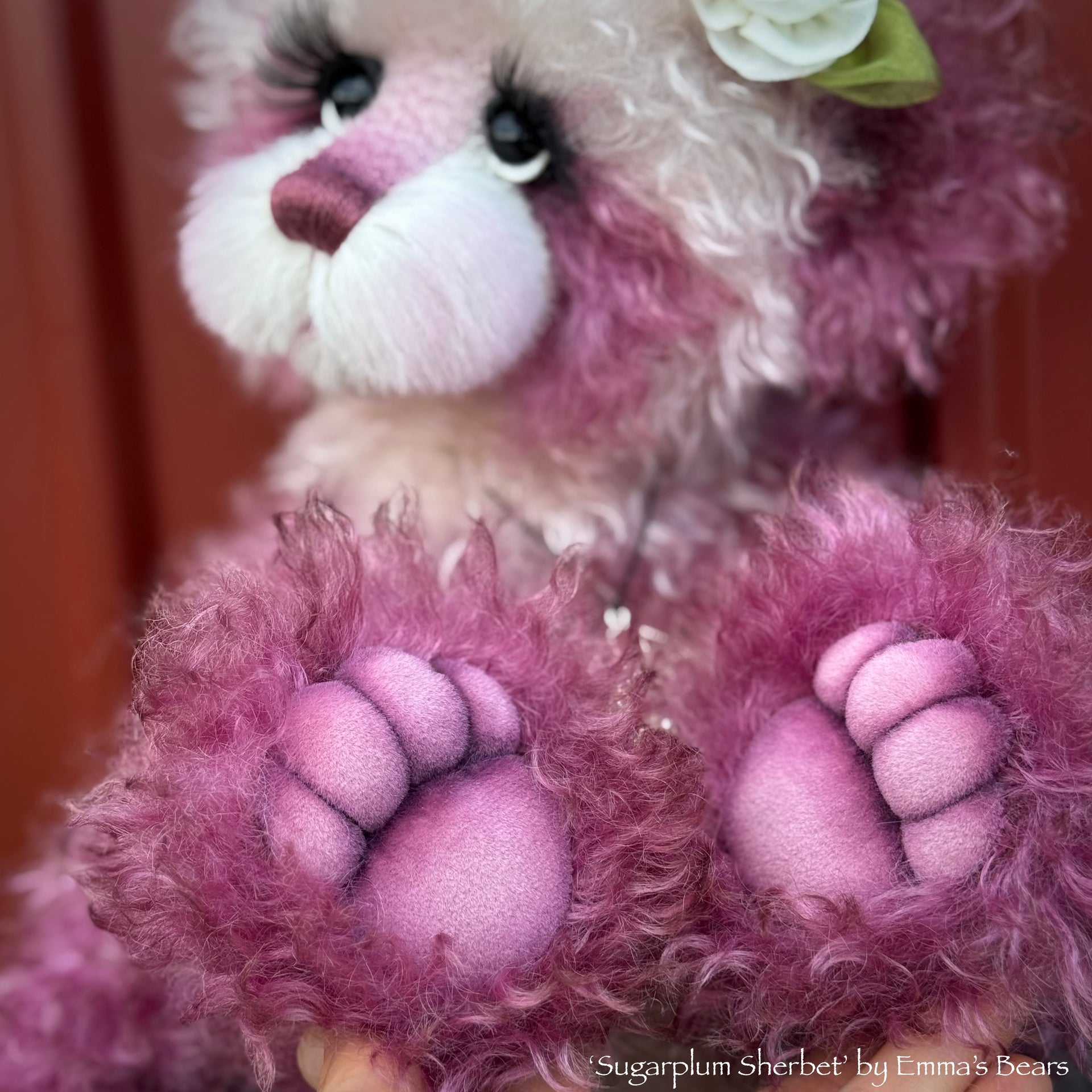 Sugarplum Sherbet - 15" Hand-dyed curlylocks mohair Artist Bear by Emma's Bears - OOAK