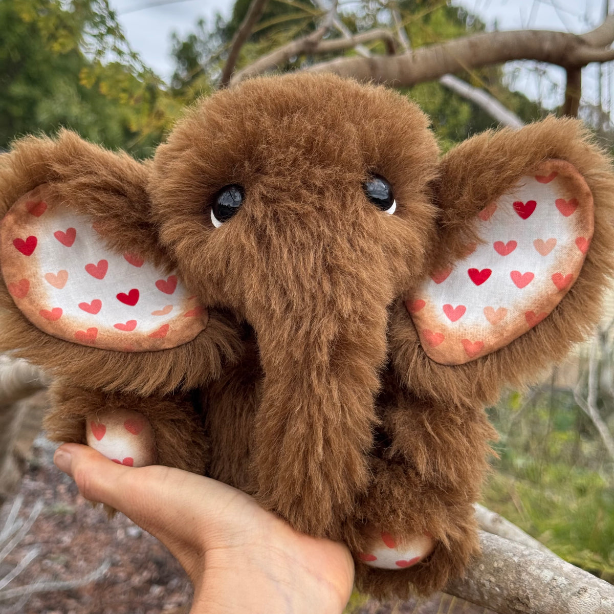 Amore Elephant - 10" chestnut alpaca artist creation by Emmas Bears - OOAK
