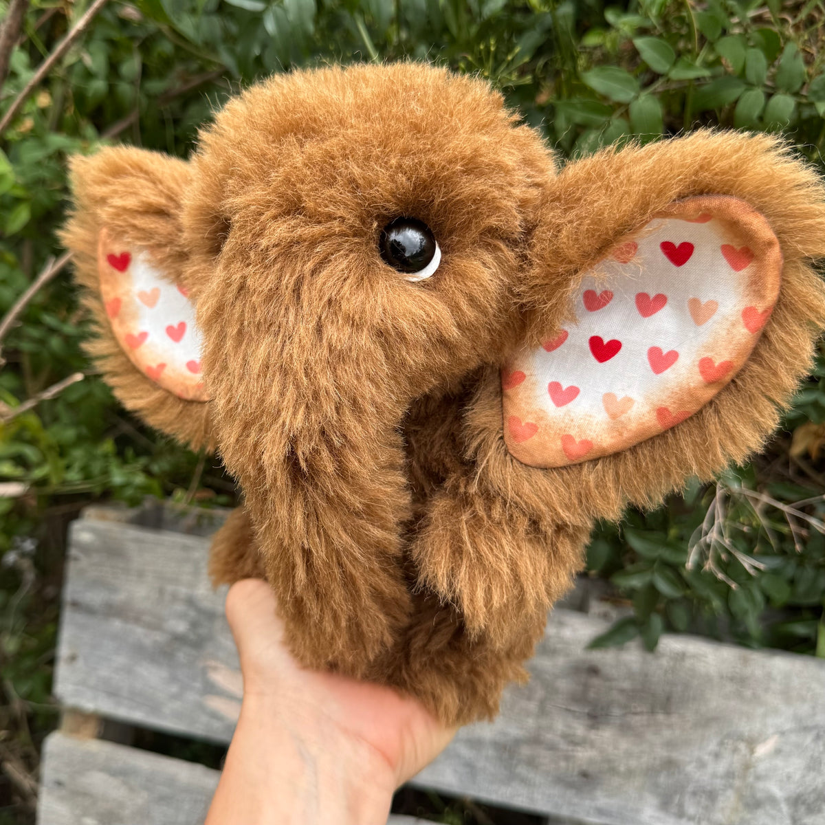 Amore Elephant - 10" chestnut alpaca artist creation by Emmas Bears - OOAK