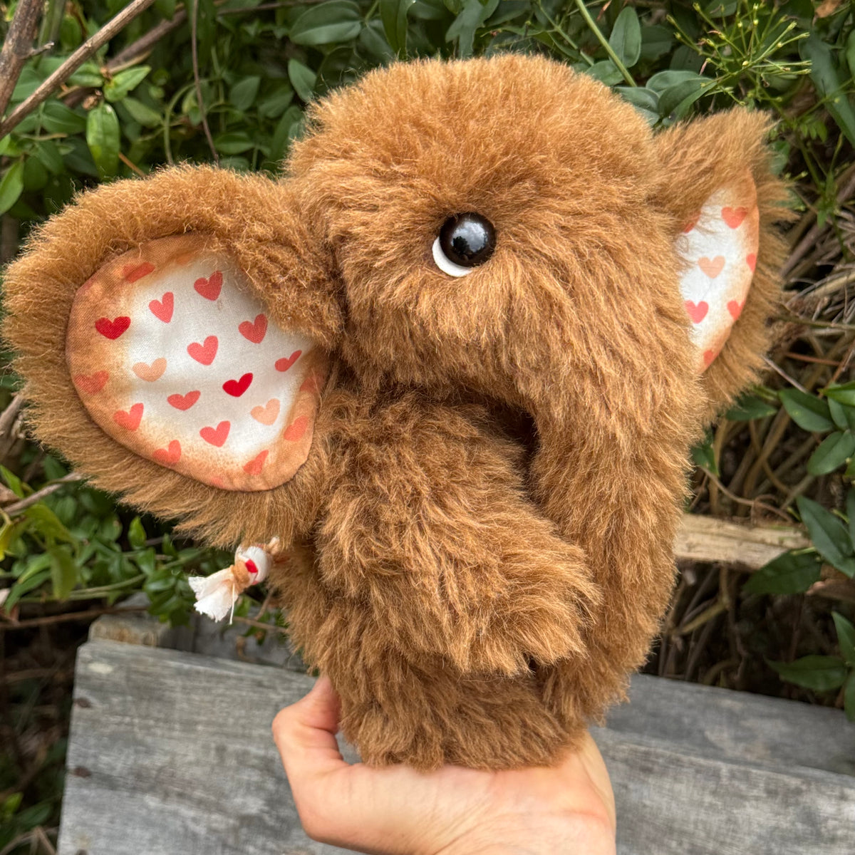 Amore Elephant - 10" chestnut alpaca artist creation by Emmas Bears - OOAK