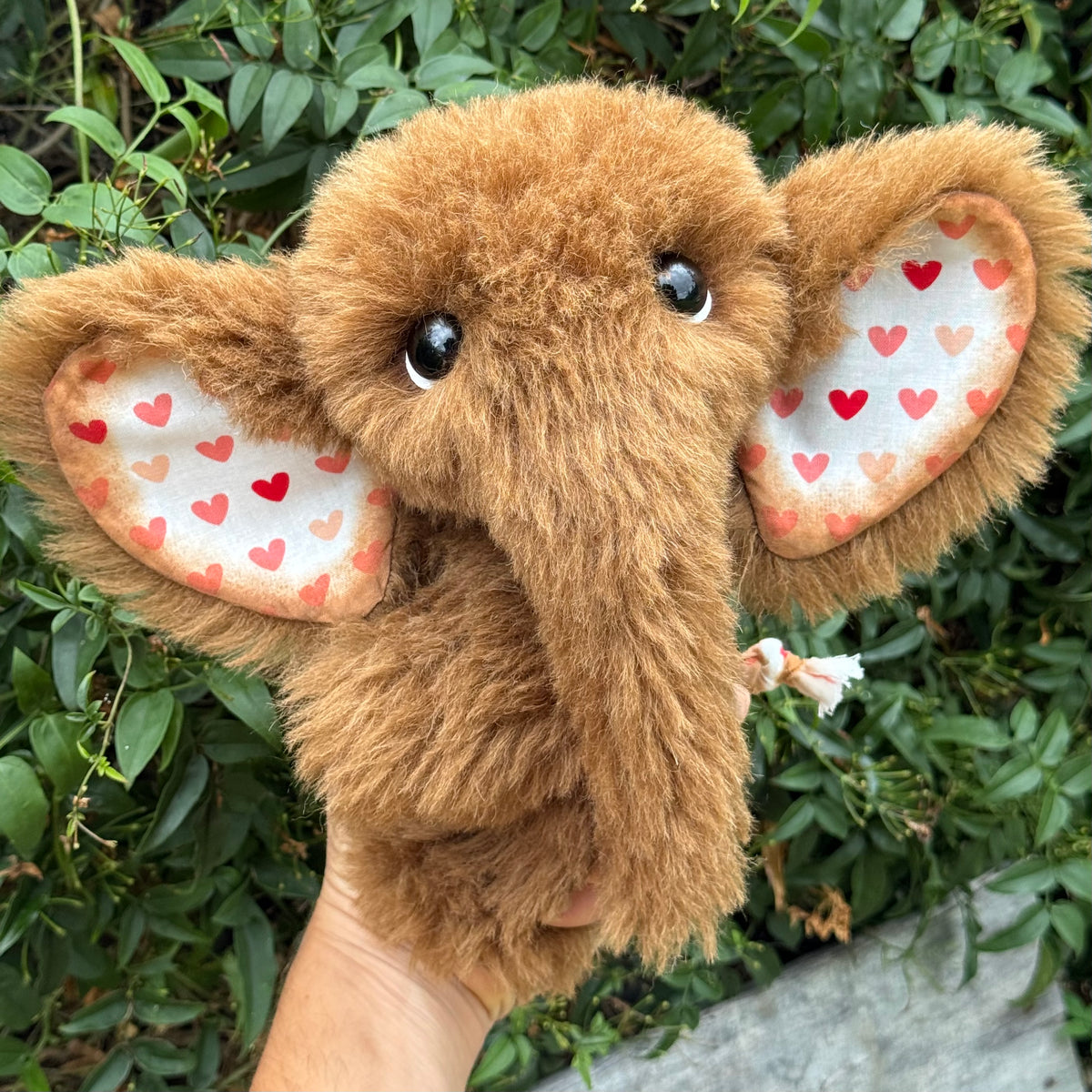 Amore Elephant - 10" chestnut alpaca artist creation by Emmas Bears - OOAK