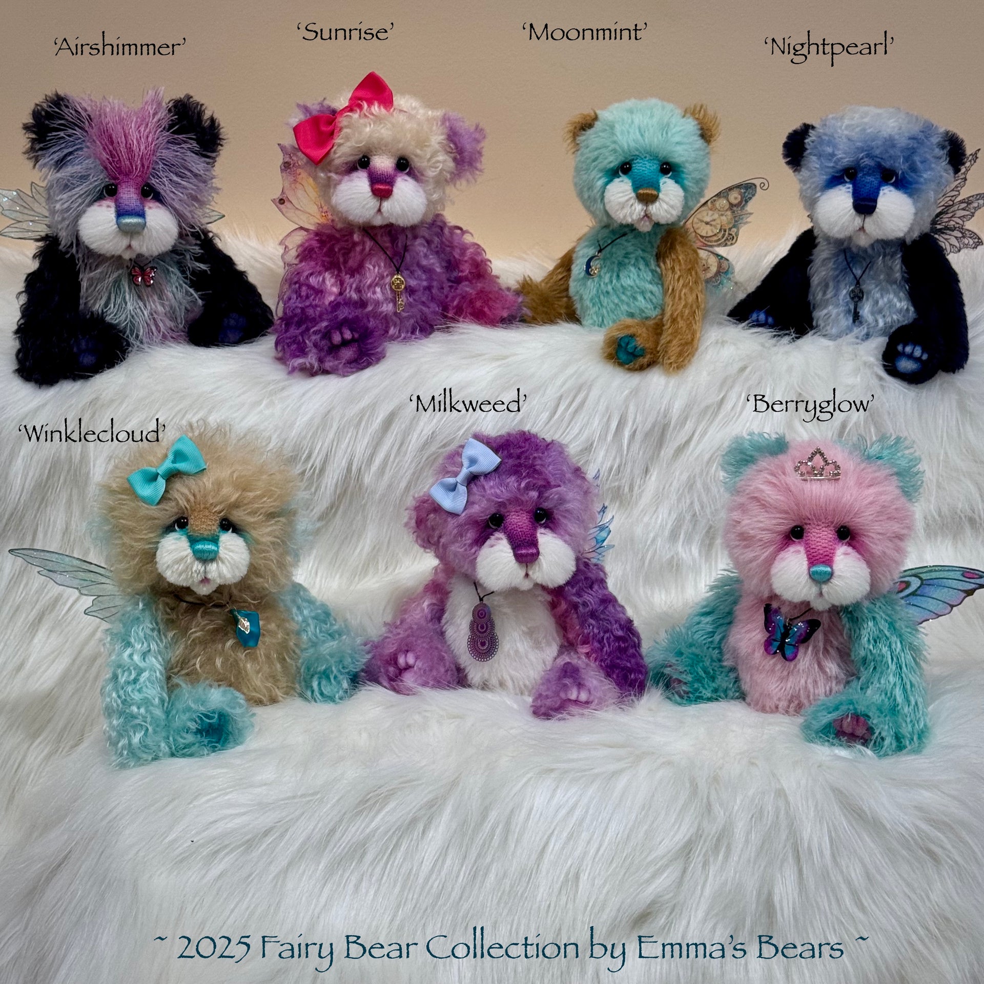 Winklecloud - 9" Hand-dyed Mohair Artist Fairy Bear by Emma's Bears - OOAK