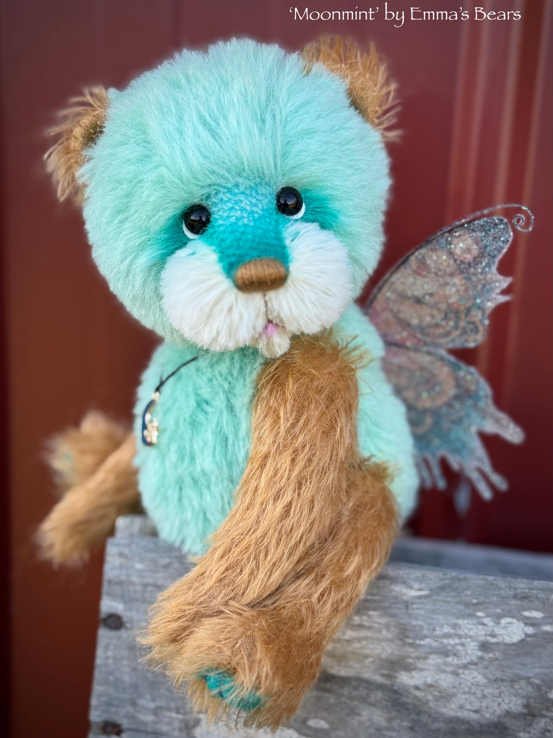 Moonmint - 9" Hand-dyed Mohair Artist Fairy Bear by Emma's Bears - OOAK