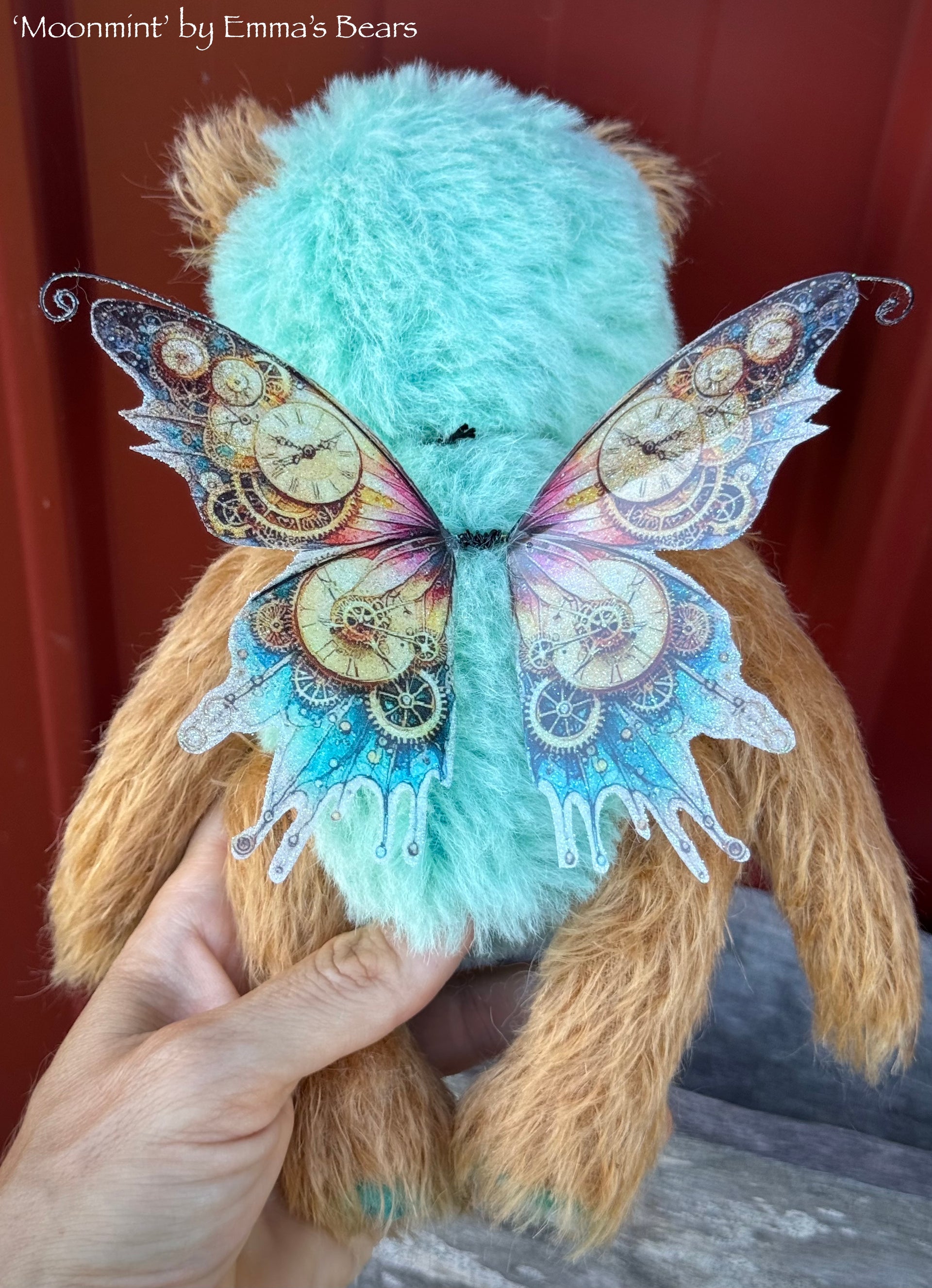 Moonmint - 9" Hand-dyed Mohair Artist Fairy Bear by Emma's Bears - OOAK