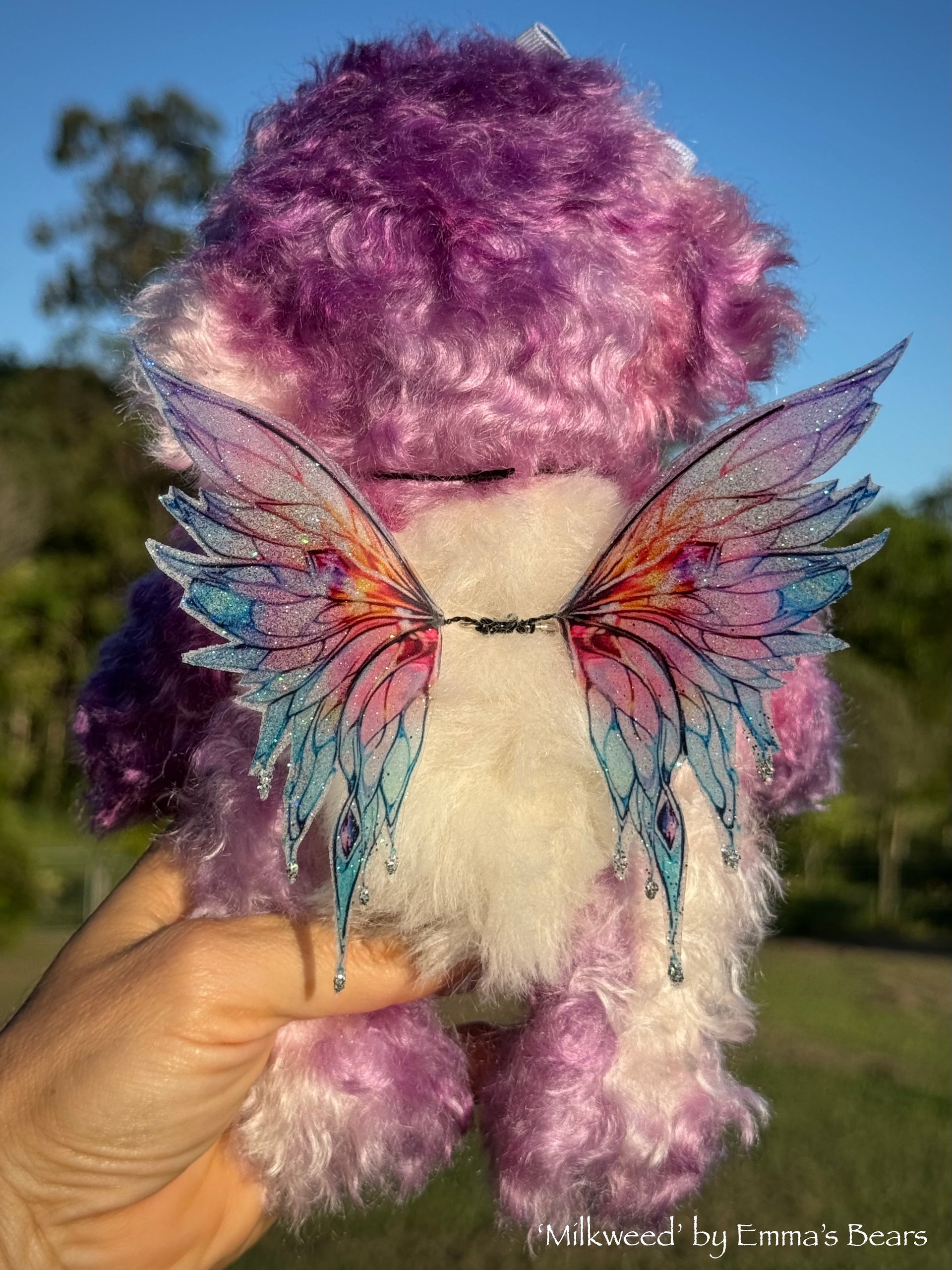 Milkweed - 9" Hand-dyed Mohair Artist Fairy Bear by Emma's Bears - OOAK