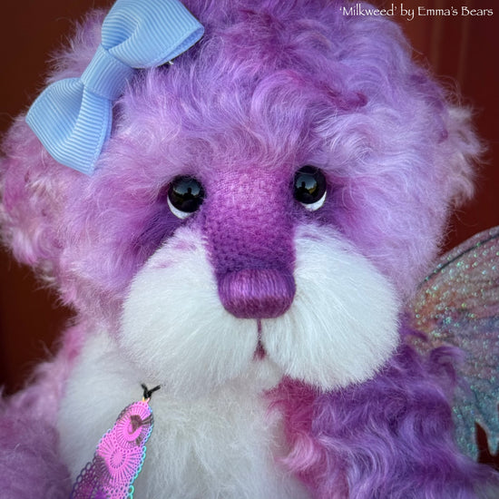 Milkweed - 9" Hand-dyed Mohair Artist Fairy Bear by Emma's Bears - OOAK