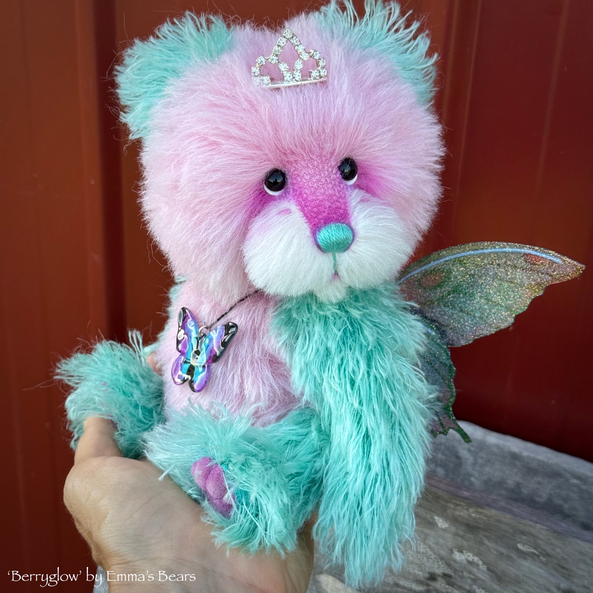 Berryglow - 9" Hand-dyed Mohair Artist Fairy Bear by Emma's Bears - OOAK