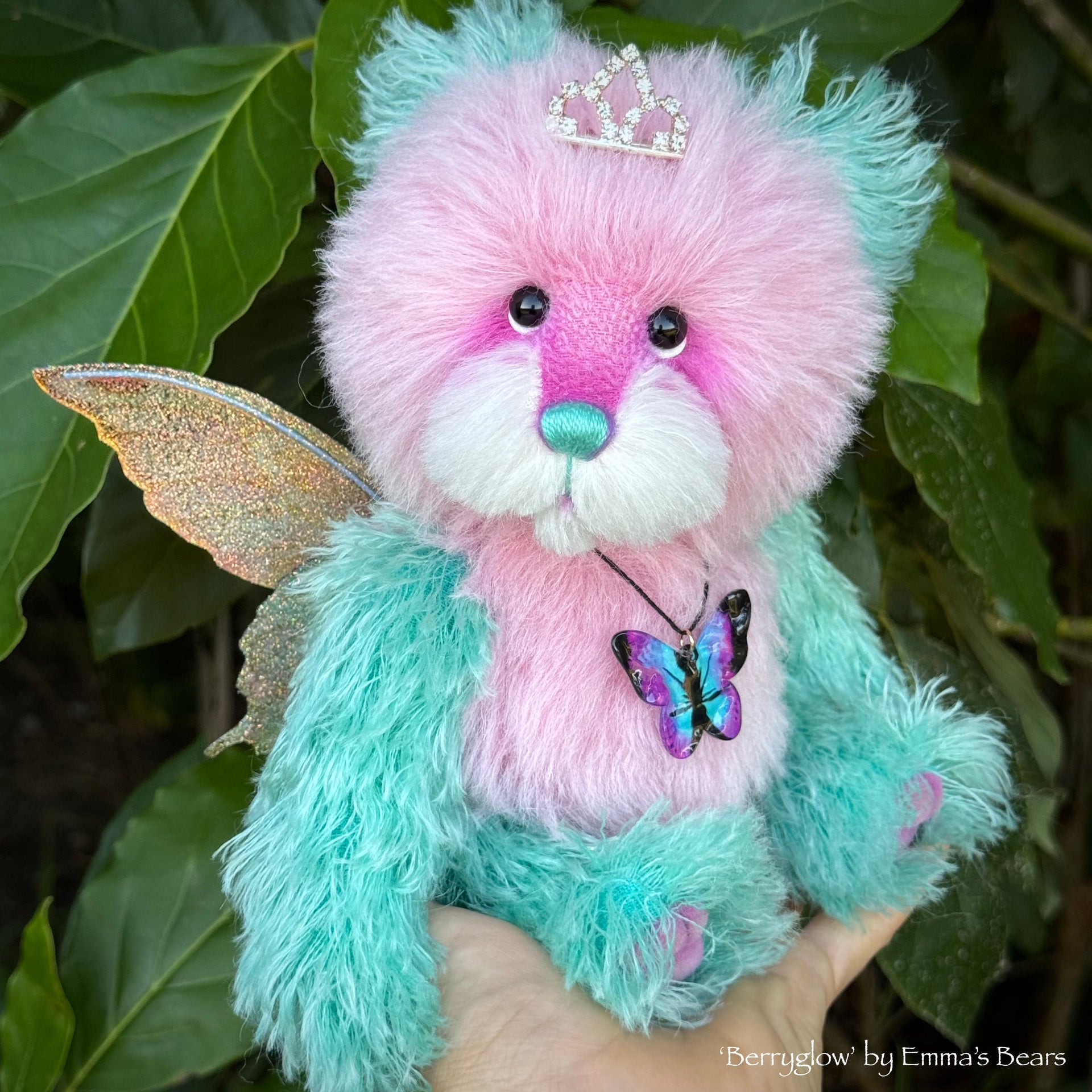 Berryglow - 9" Hand-dyed Mohair Artist Fairy Bear by Emma's Bears - OOAK