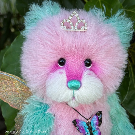 Berryglow - 9" Hand-dyed Mohair Artist Fairy Bear by Emma's Bears - OOAK