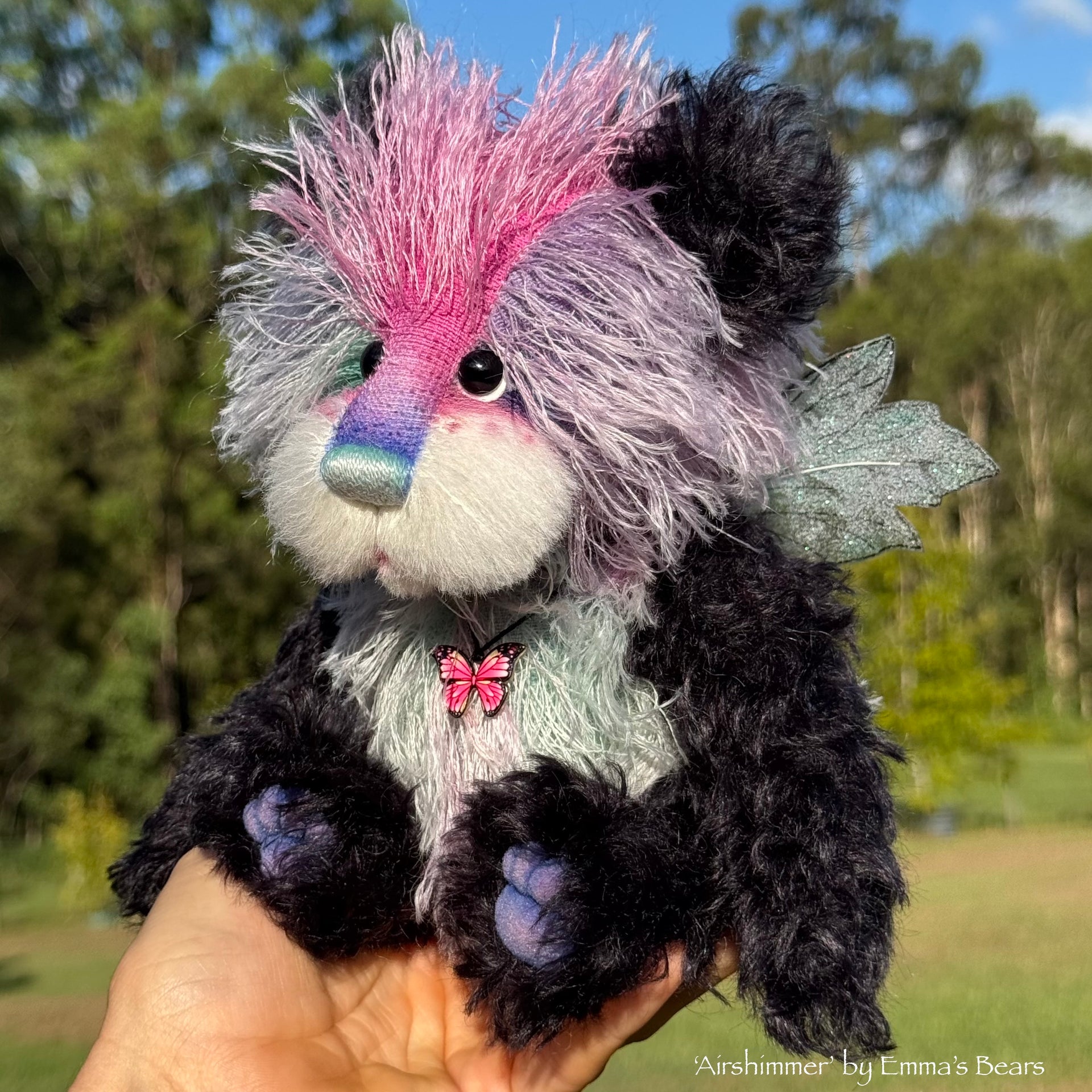 Airshimmer - 9" Hand-dyed Mohair Artist Fairy Bear by Emma's Bears - OOAK