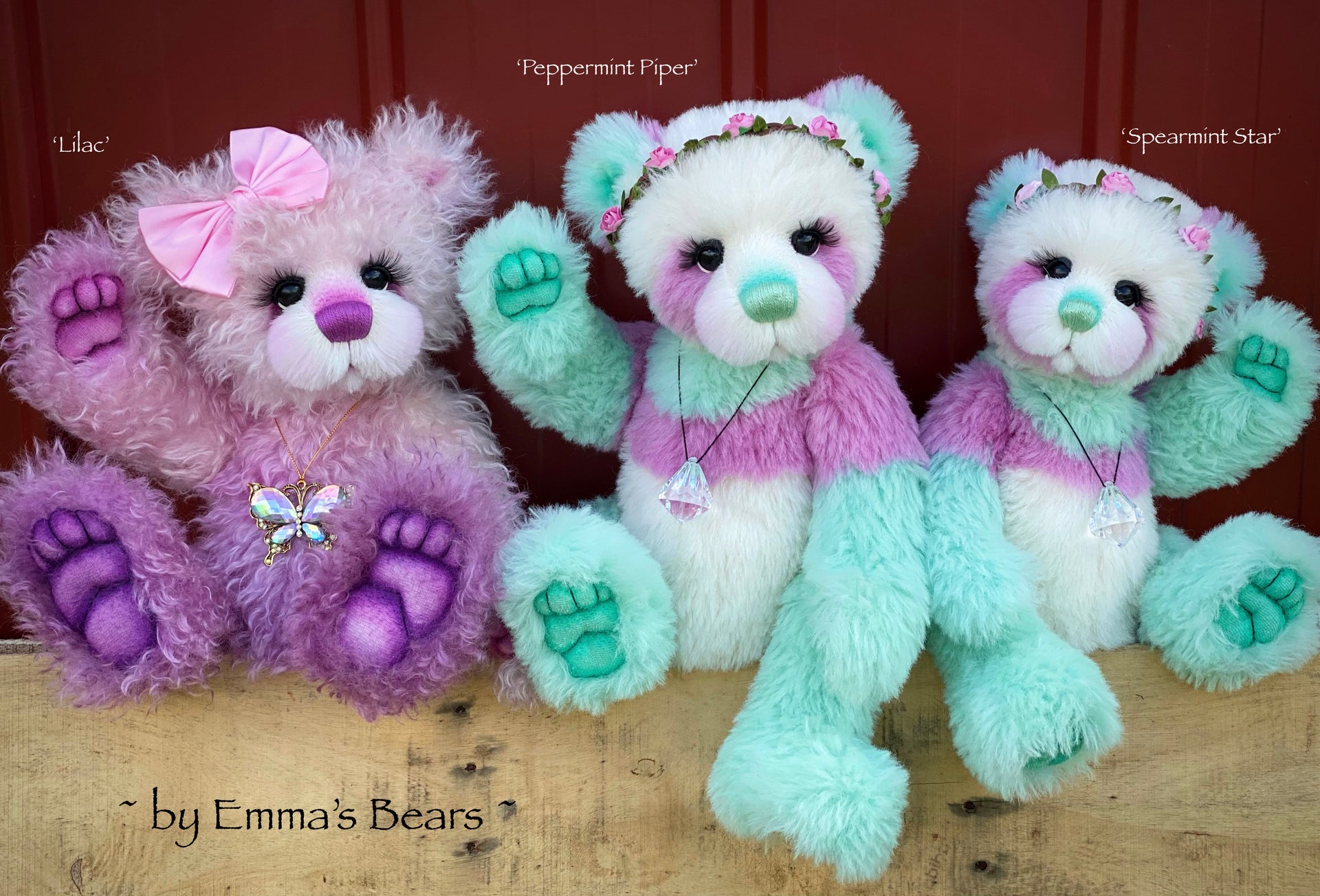 Peppermint Piper - 18" Hand-Dyed Alpaca Artist Bear by Emma's Bears - OOAK