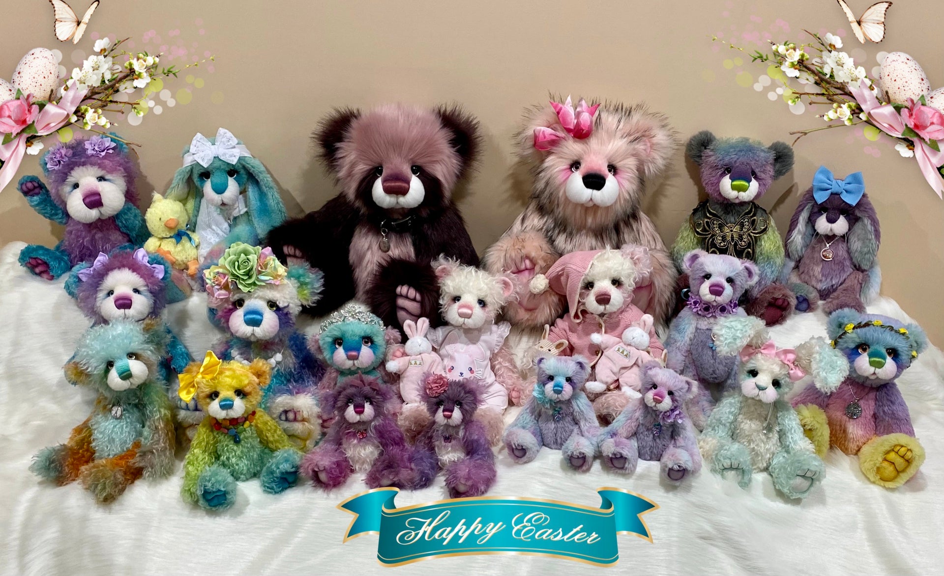 Sugarbee Sunday - 20" Hand-Dyed Rainbow mohair Artist Bear by Emma's Bears - OOAK