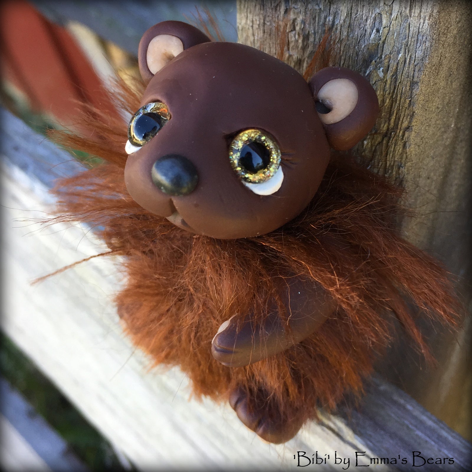 Bibi - 3in MOHAIR and polymer clay Artist Bear by Emmas Bears - OOAK