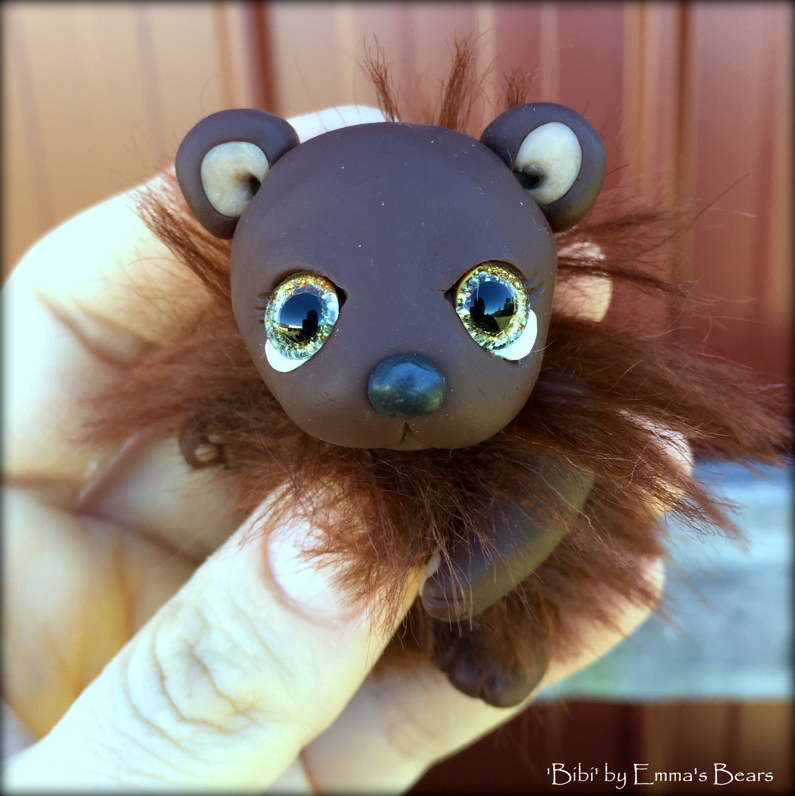 Bibi - 3in MOHAIR and polymer clay Artist Bear by Emmas Bears - OOAK