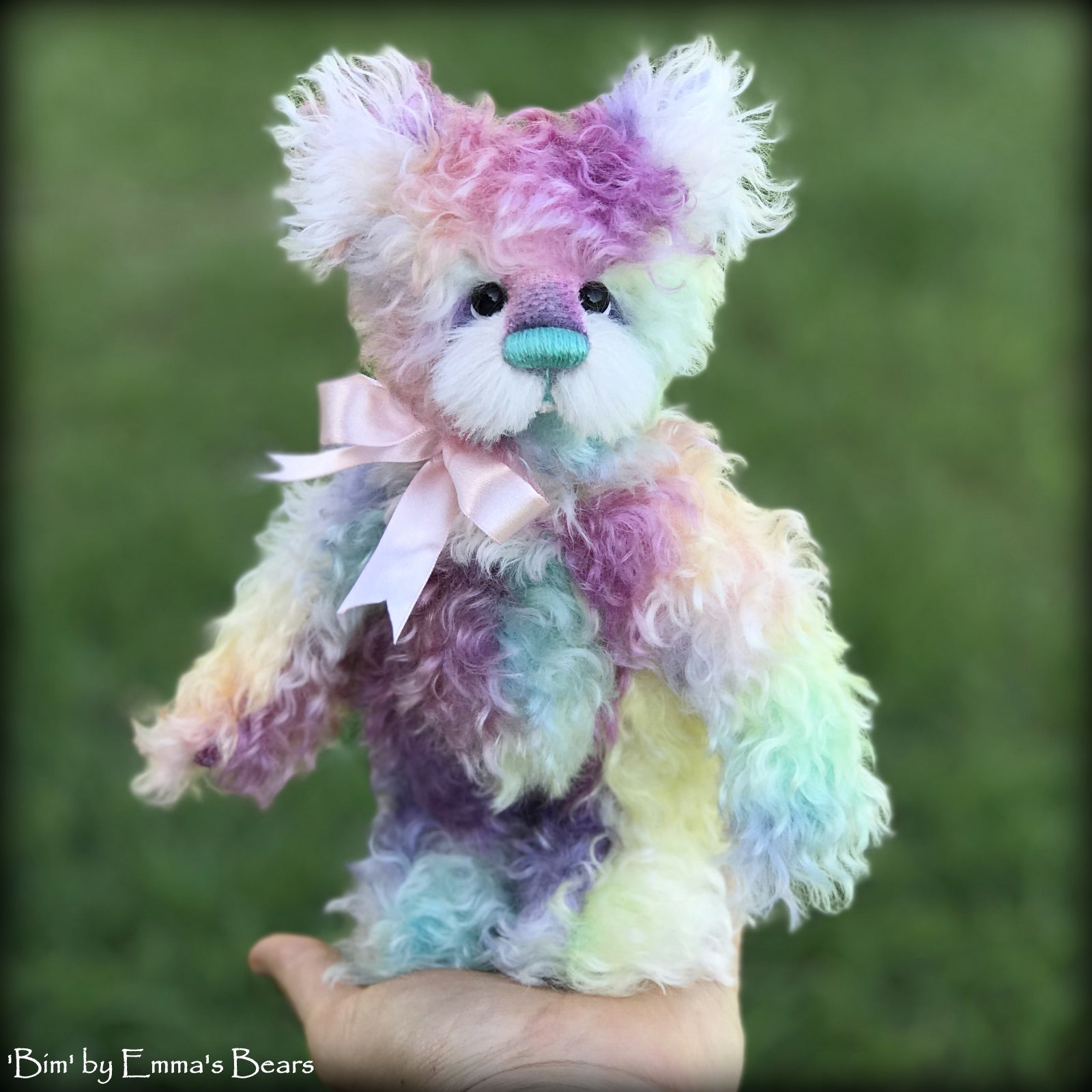 Bim - 8" Rainbow Mohair Artist Bear by Emma's Bears - OOAK