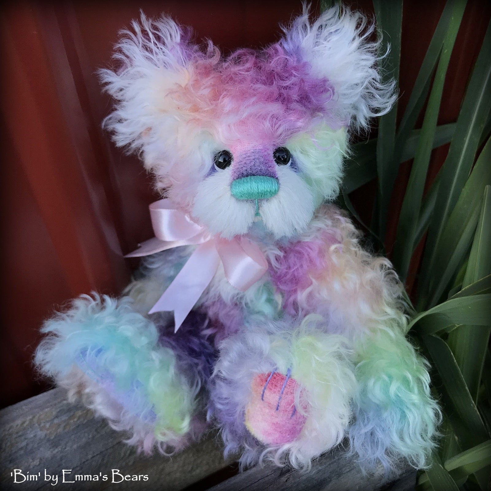 Bim - 8" Rainbow Mohair Artist Bear by Emma's Bears - OOAK