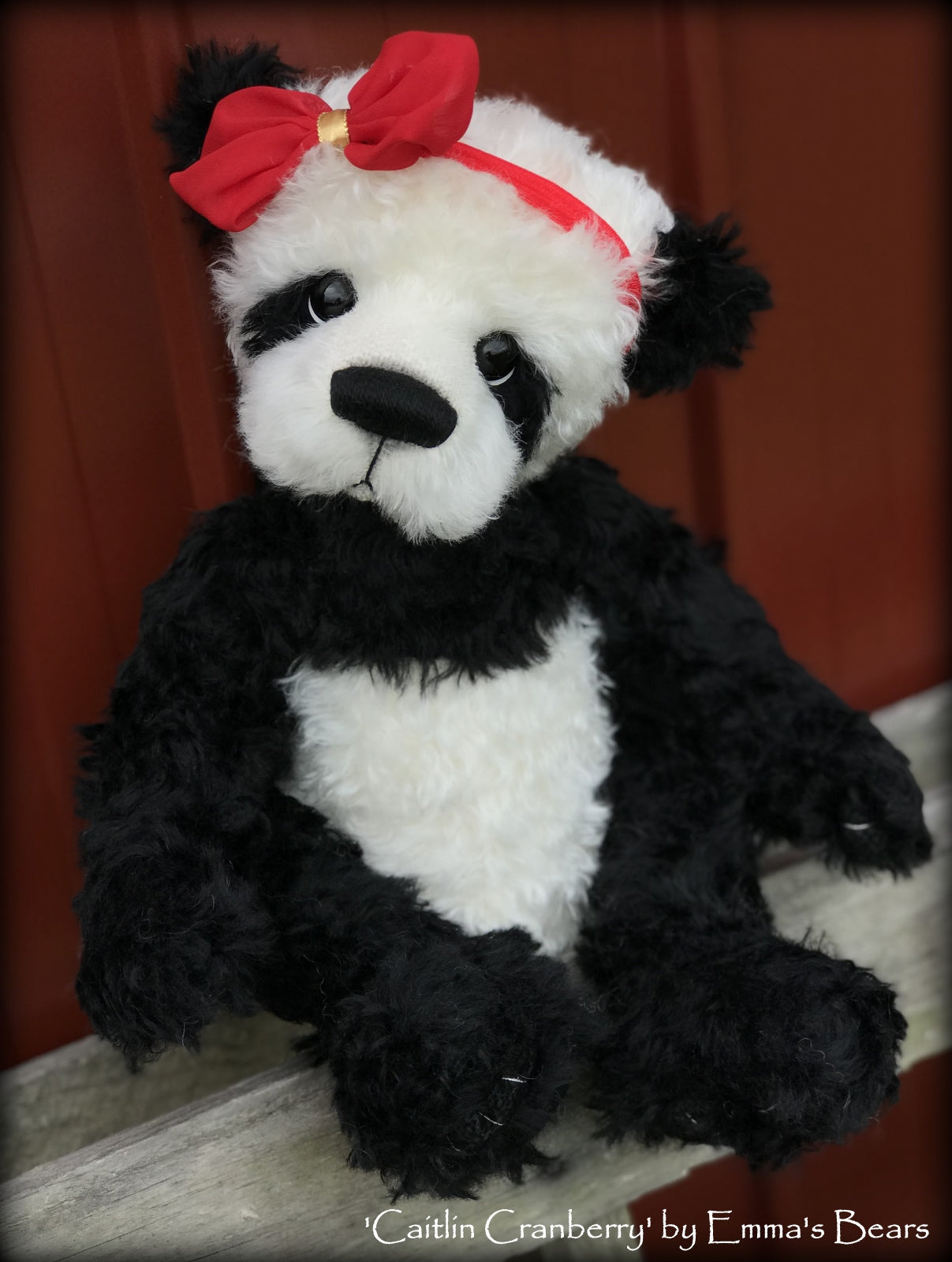 Caitlin Cranberry - 18" KID MOHAIR Artist toddler style Panda Bear by Emma's Bears - OOAK