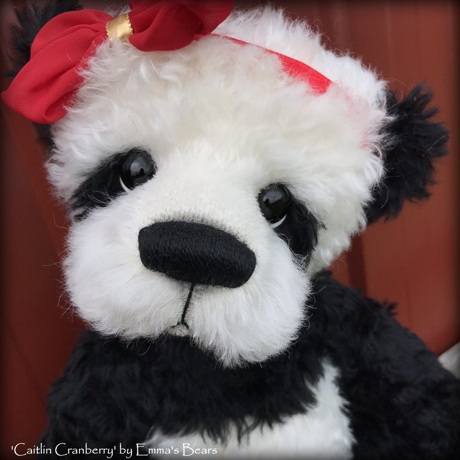 Caitlin Cranberry - 18" KID MOHAIR Artist toddler style Panda Bear by Emma's Bears - OOAK