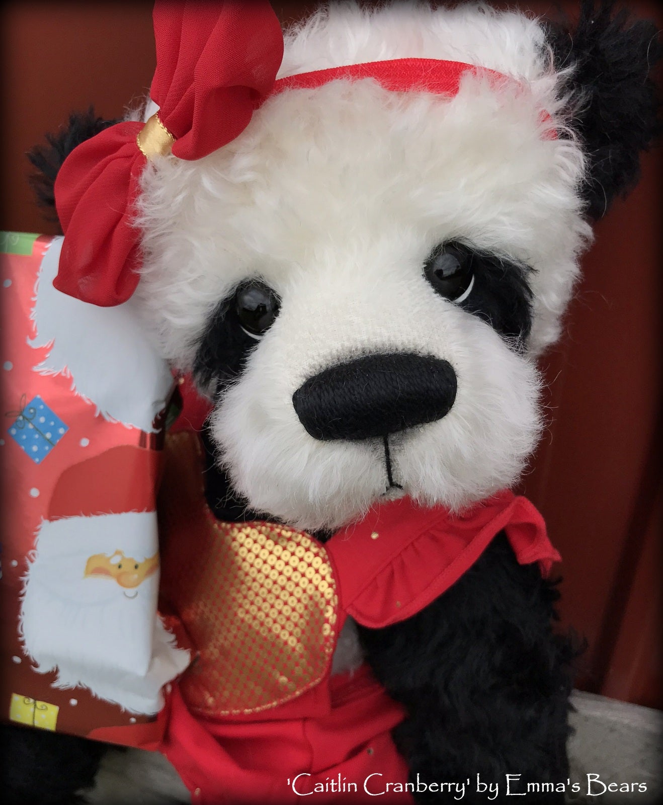 Caitlin Cranberry - 18" KID MOHAIR Artist toddler style Panda Bear by Emma's Bears - OOAK