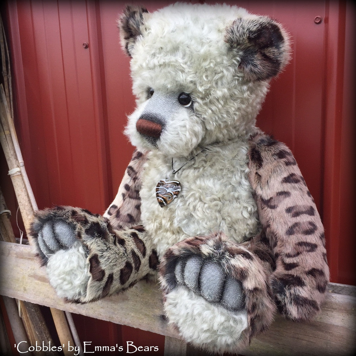 Cobbles - 22IN hand dyed mohair and faux fur bear by Emmas Bears - OOAK