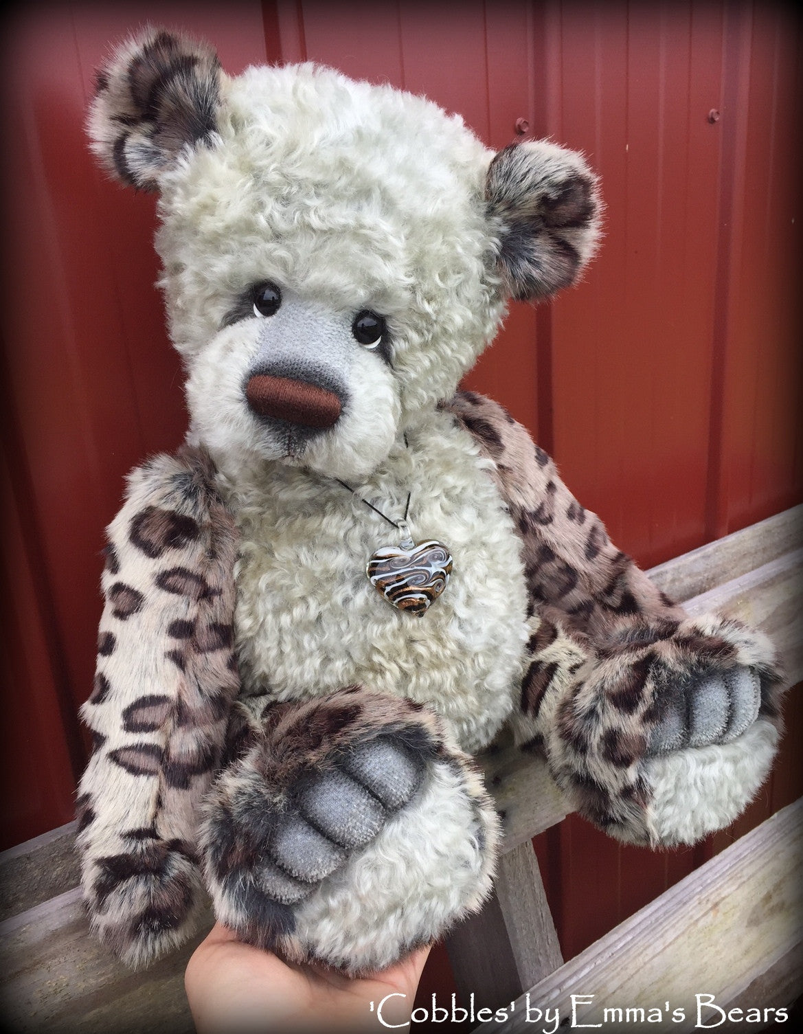 Cobbles - 22IN hand dyed mohair and faux fur bear by Emmas Bears - OOAK