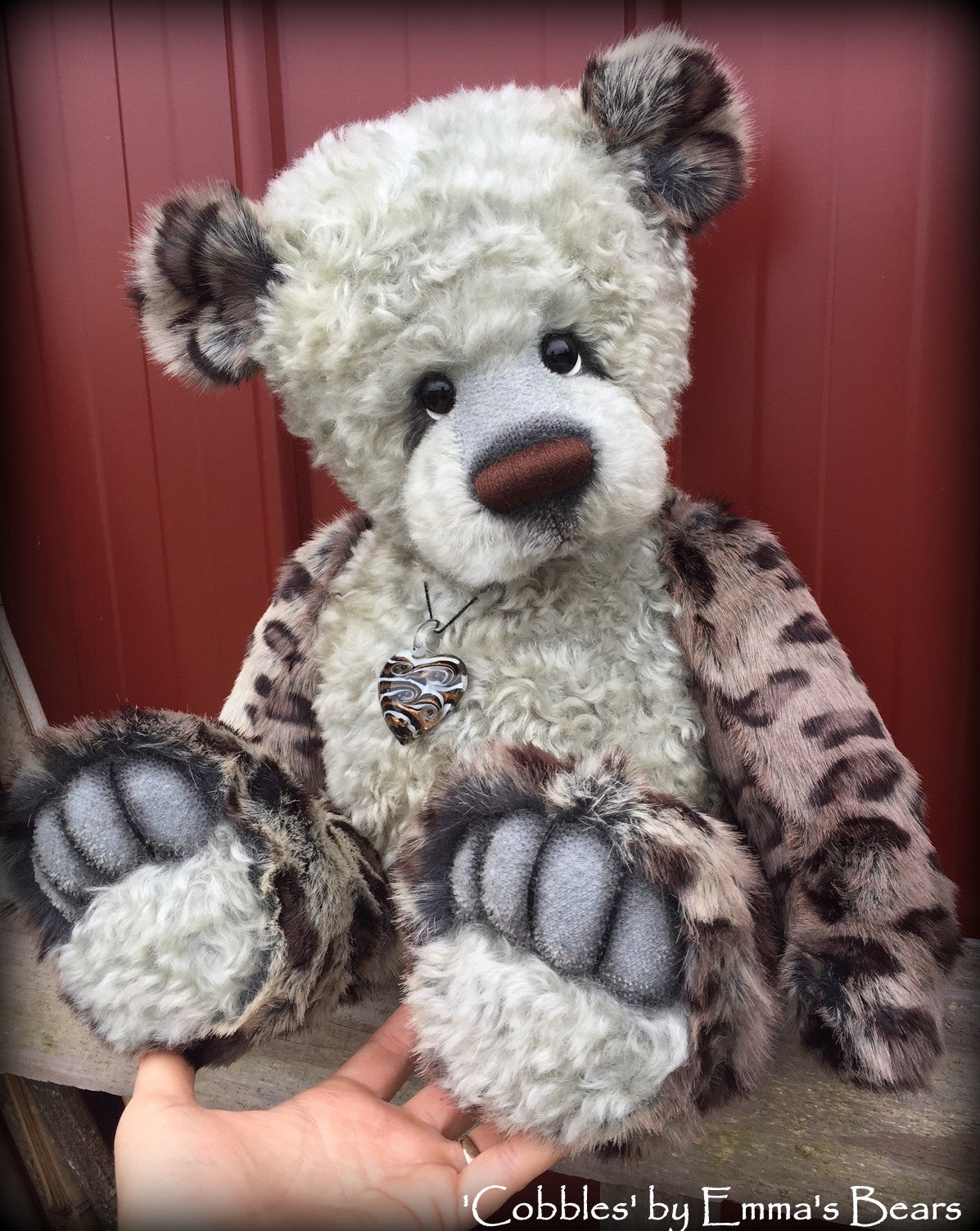 Cobbles - 22IN hand dyed mohair and faux fur bear by Emmas Bears - OOAK