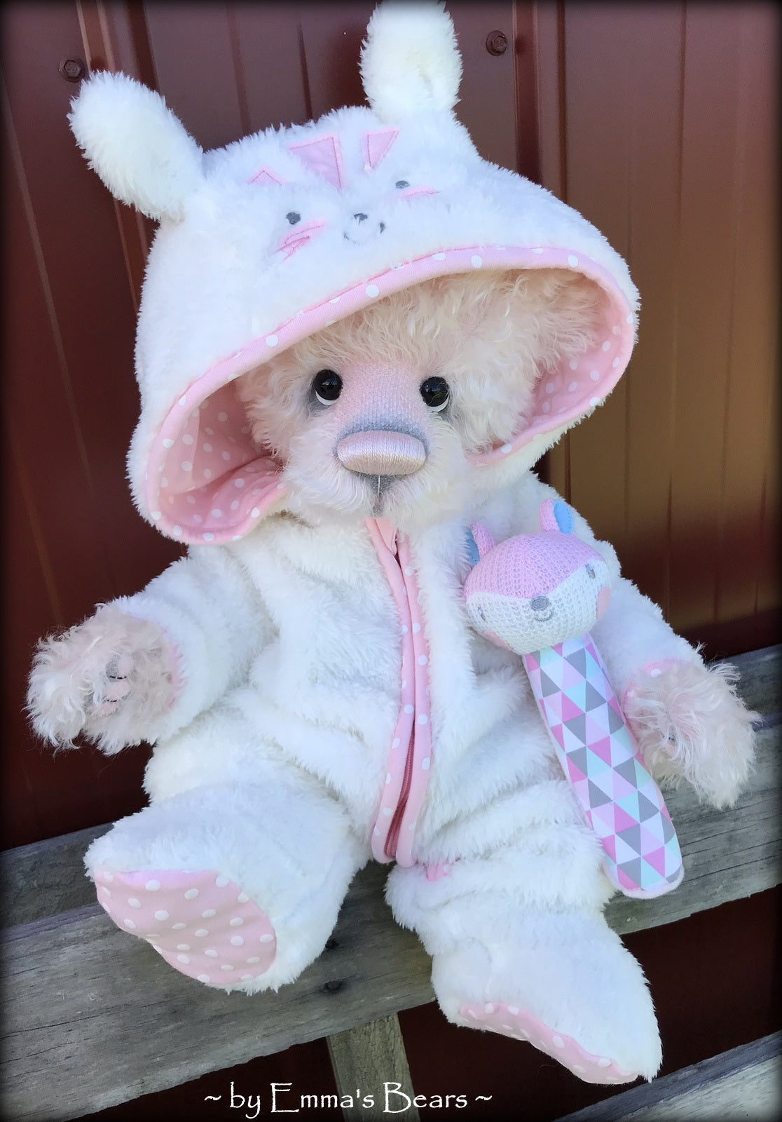 Toddler Madison Mavis - 18in hand-dyed pink MOHAIR Artist Bear by Emmas Bears - OOAK