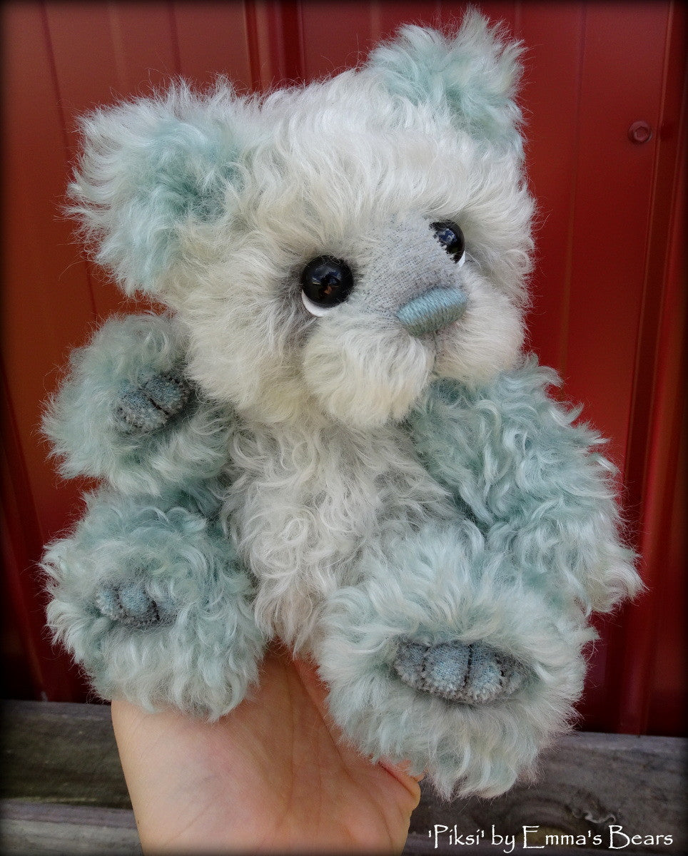 Piksi - 9IN Hand Dyed curly kid mohair bear by Emmas Bears - OOAK