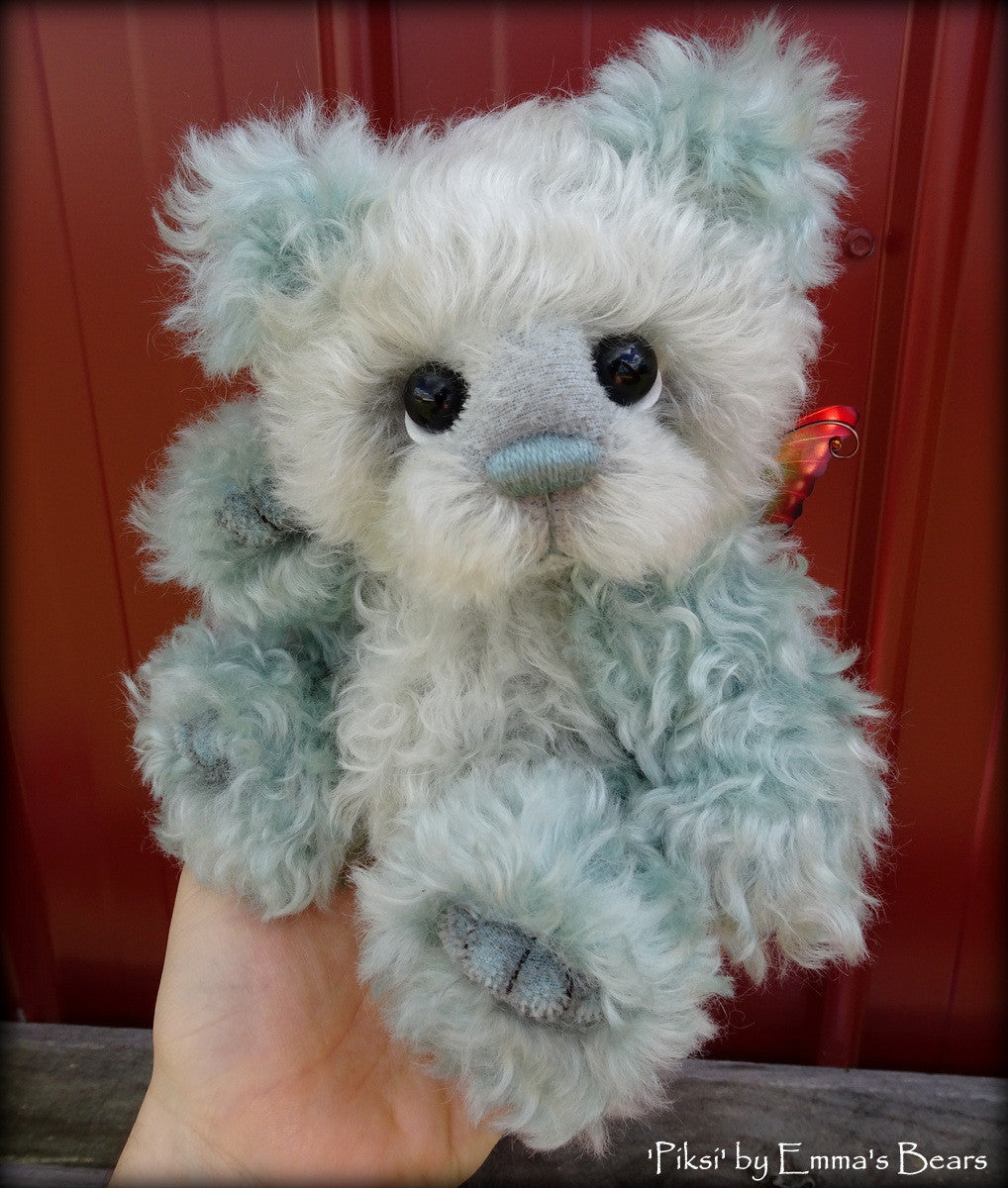 Piksi - 9IN Hand Dyed curly kid mohair bear by Emmas Bears - OOAK