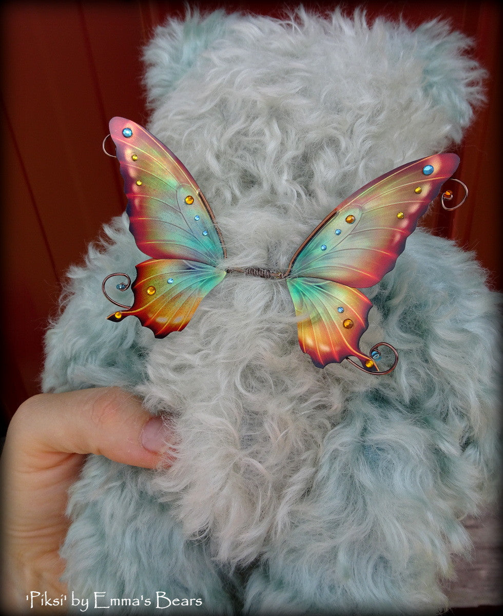 Piksi - 9IN Hand Dyed curly kid mohair bear by Emmas Bears - OOAK